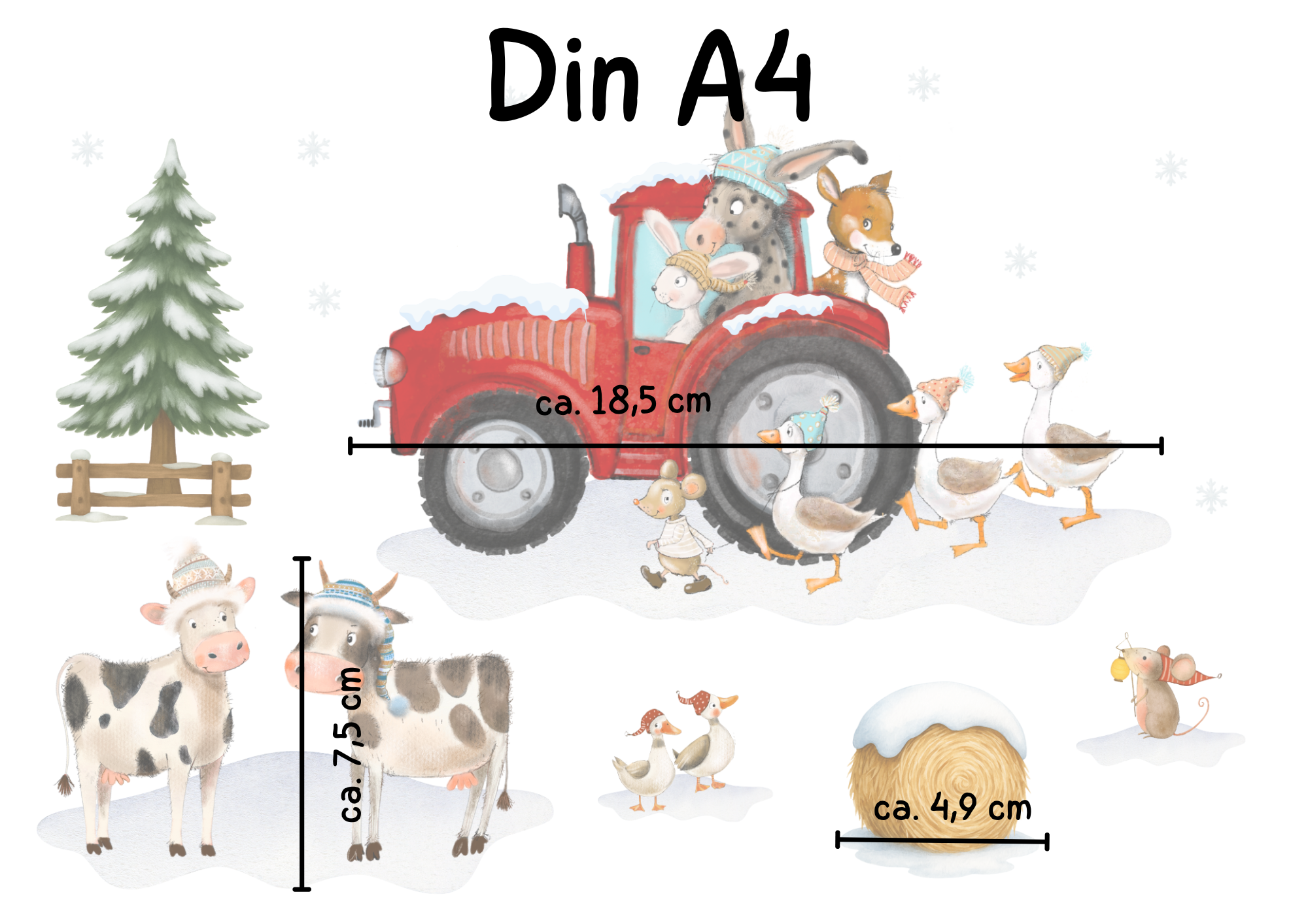 Fensterbild Traktor im Winter