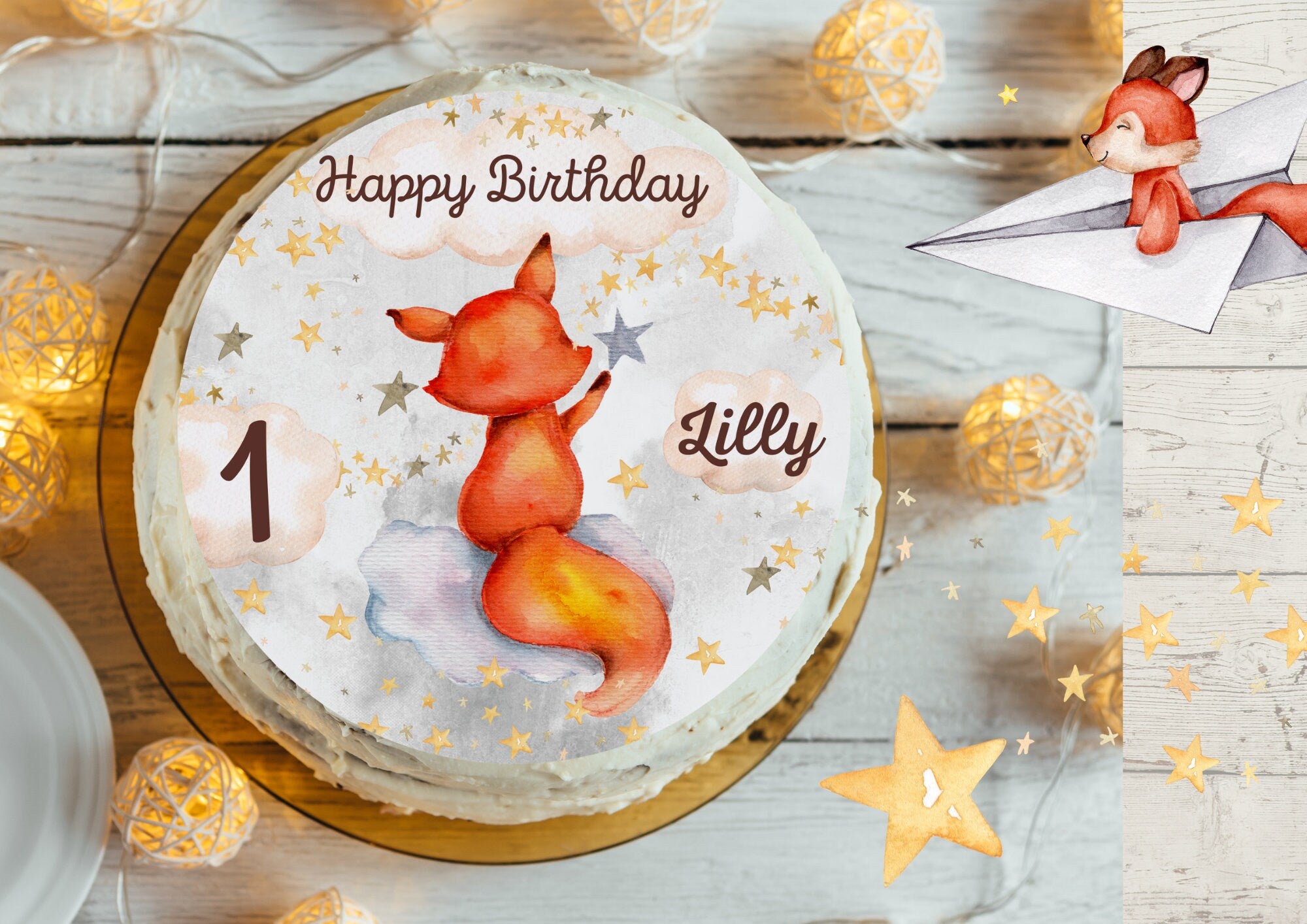 Tortenaufleger Fondant Geburtstag Fuchs