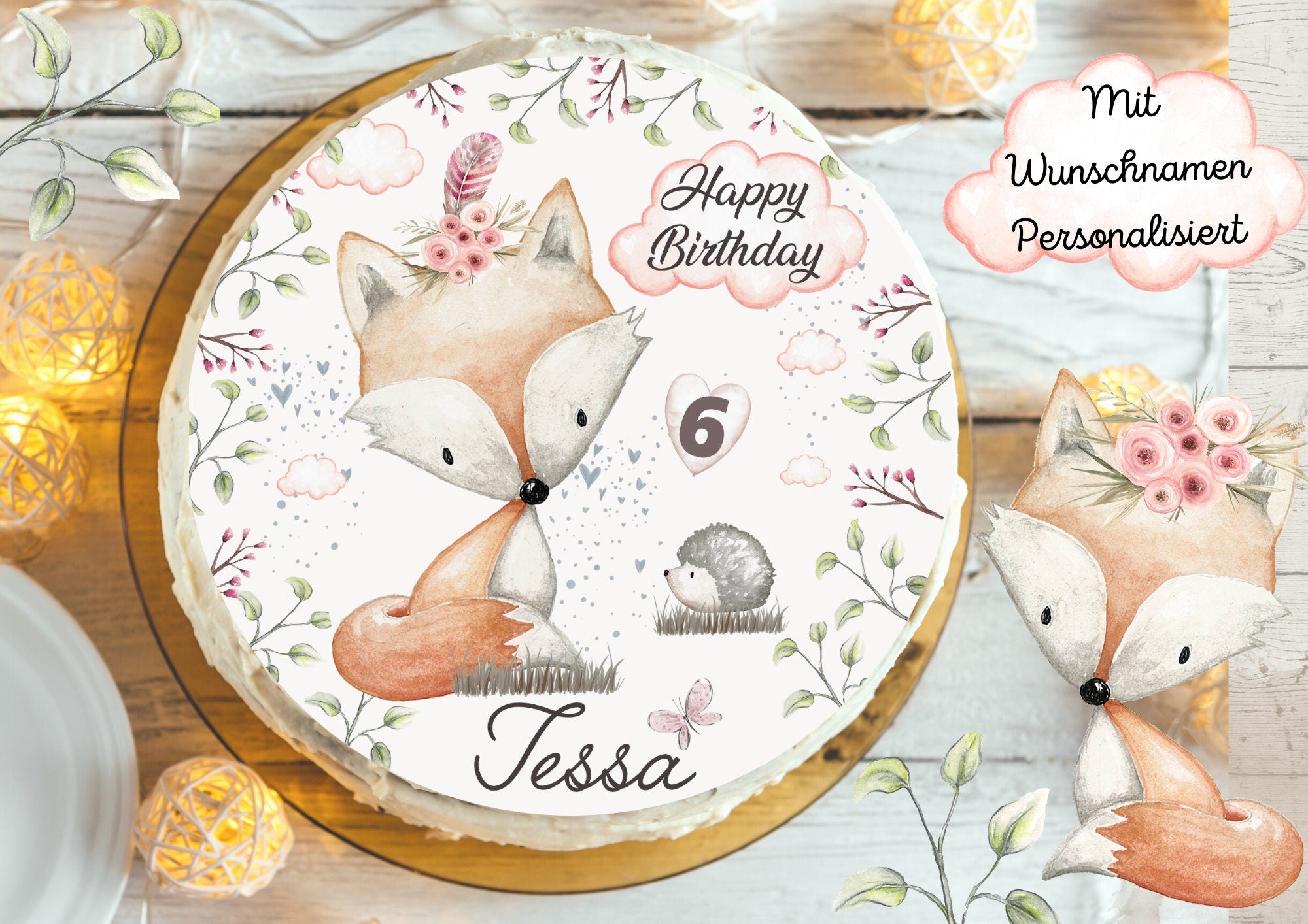 Tortenaufleger Fondant Geburtstag Fuchs – Party Decor