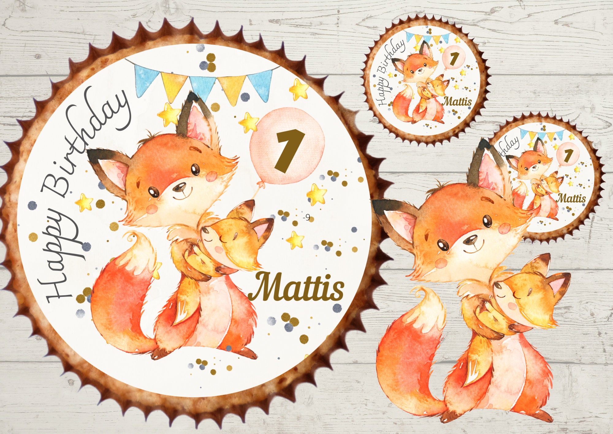 Muffinaufleger Fondant Geburtstag Fuchs Waldtiere – Party Decor