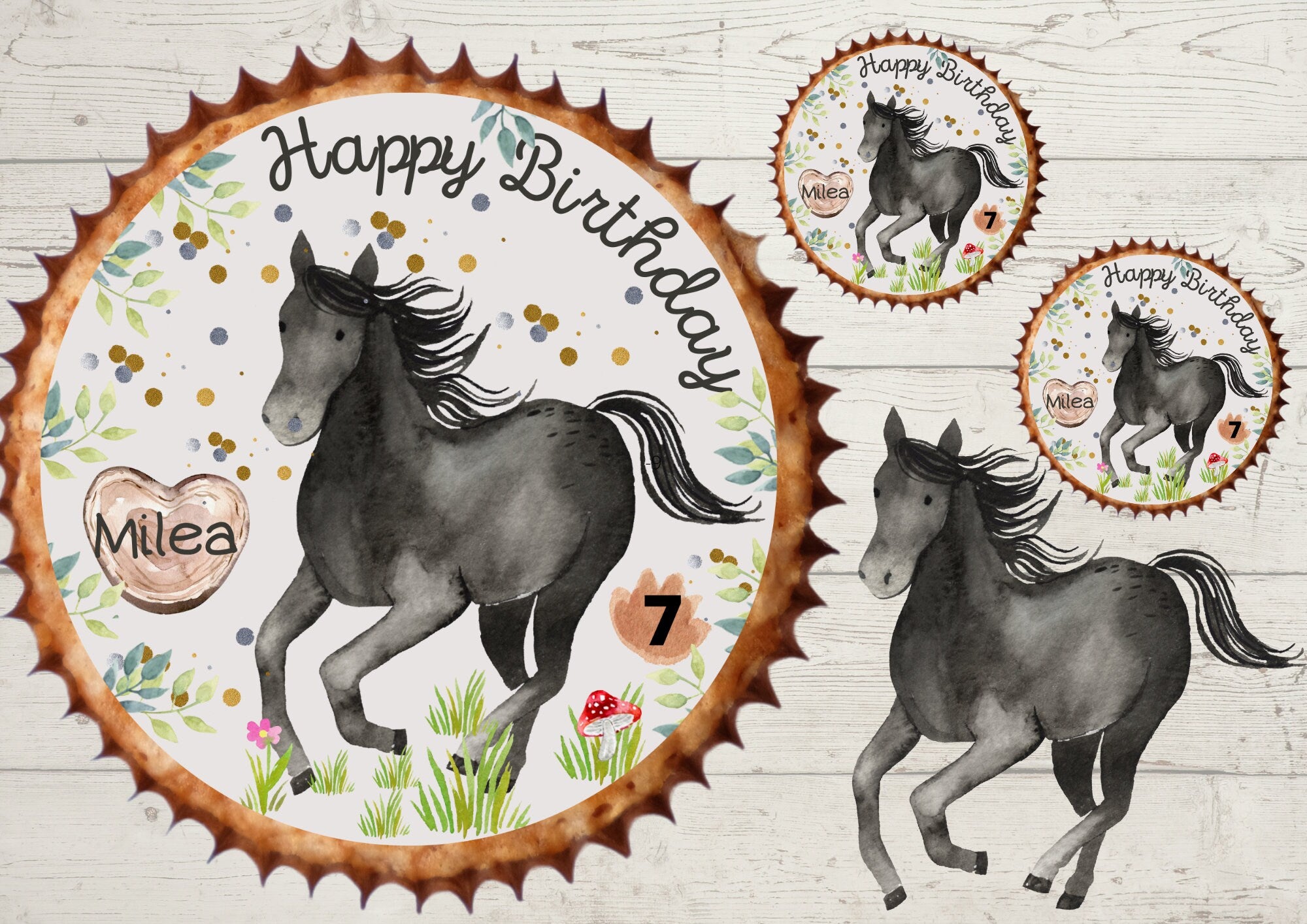 Muffinaufleger Muffin Tortenaufleger Fondant Geburtstag Pferd – Party Decor
