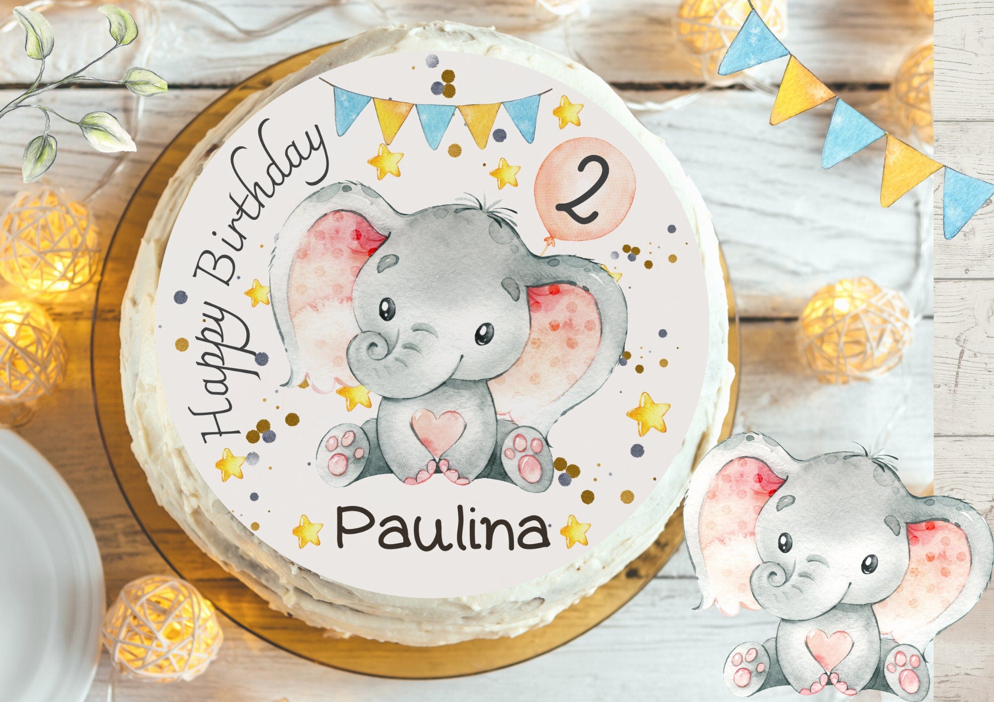 Tortenaufleger Fondant Geburtstag Elefant – Party Decor