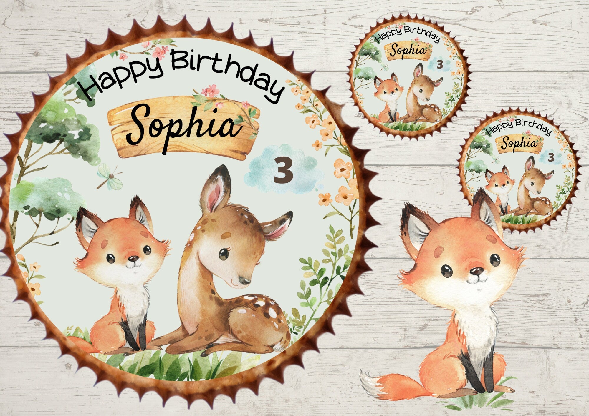 Muffinaufleger Fondant Geburtstag Fuchs – Party Decor