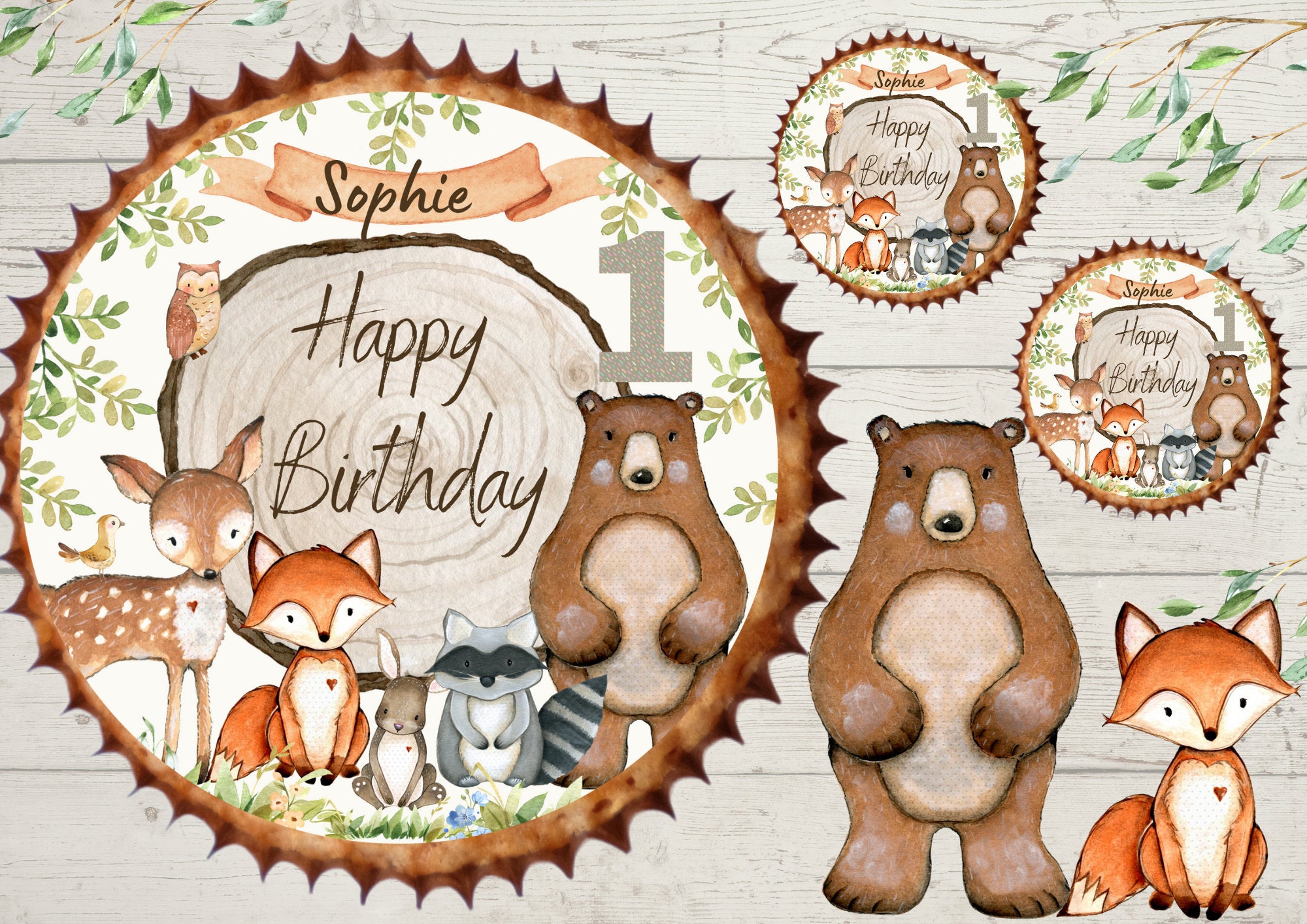 Muffinaufleger Fondant Geburtstag Fuchs – Party Decor