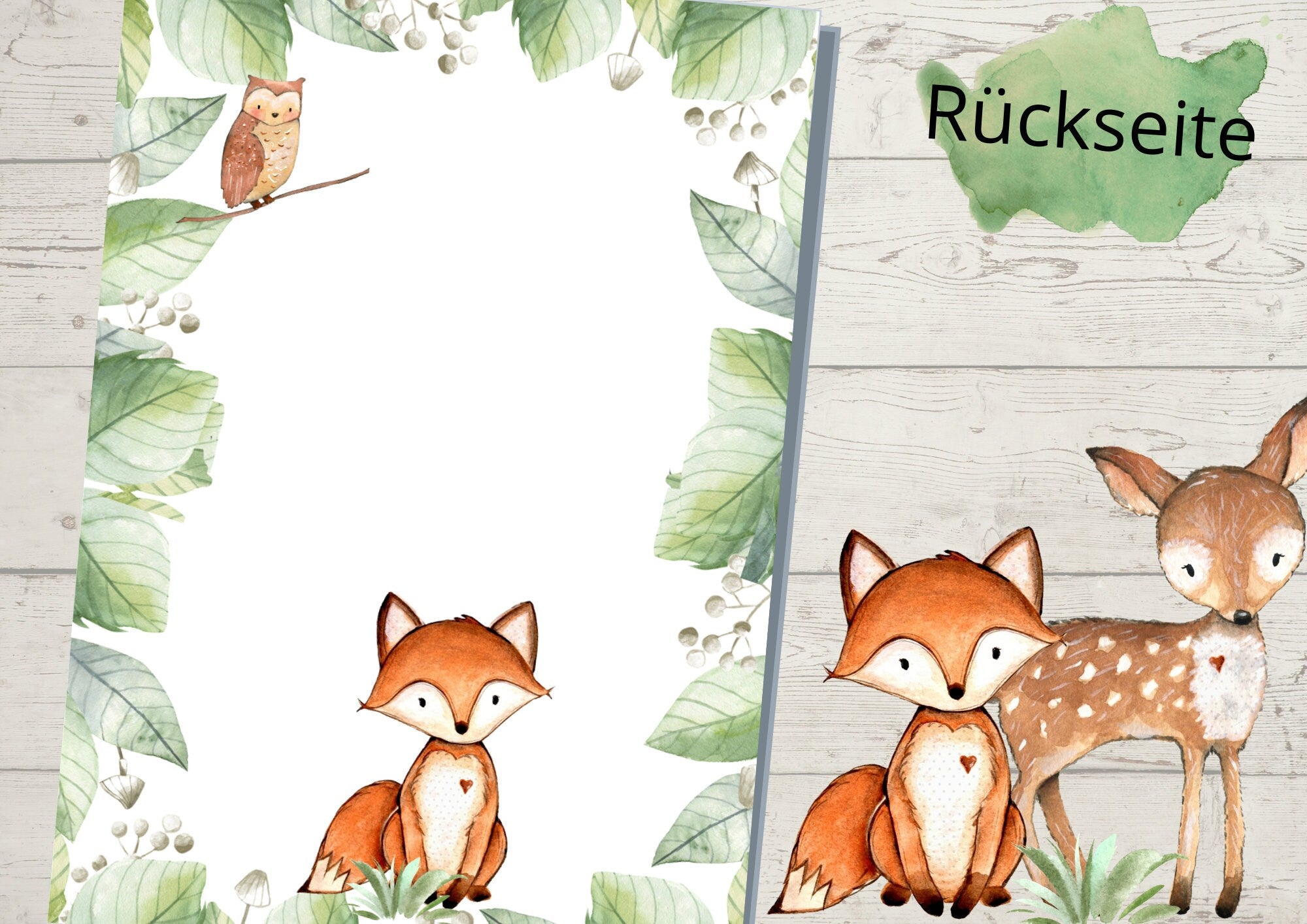 Schutzhülle für U-Heft Fuchs Waldtiere Reh Eule – Children's Photo Props