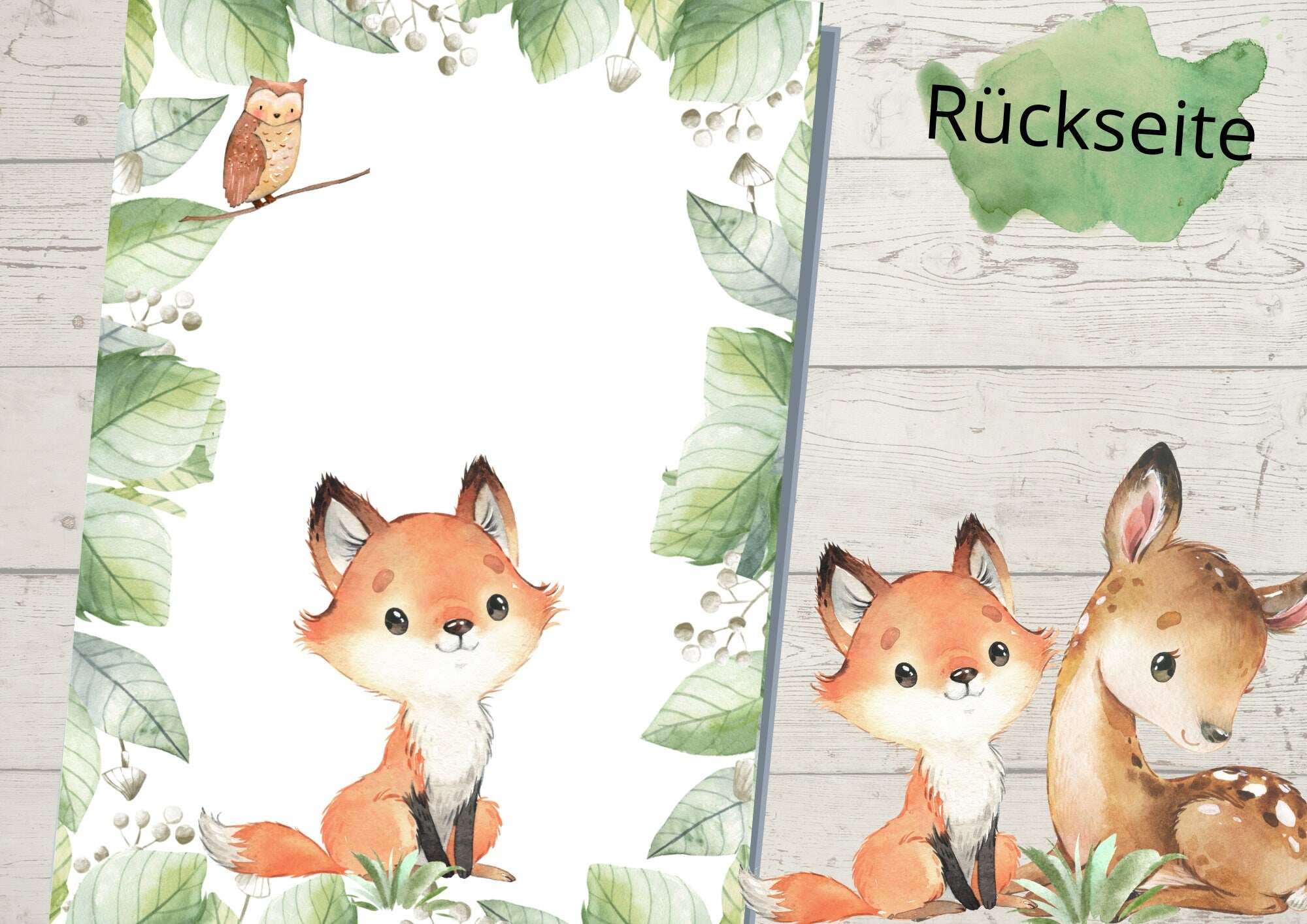 Schutzhülle für U-Heft Fuchs Waldtiere Reh Eule – Children's Photo Props