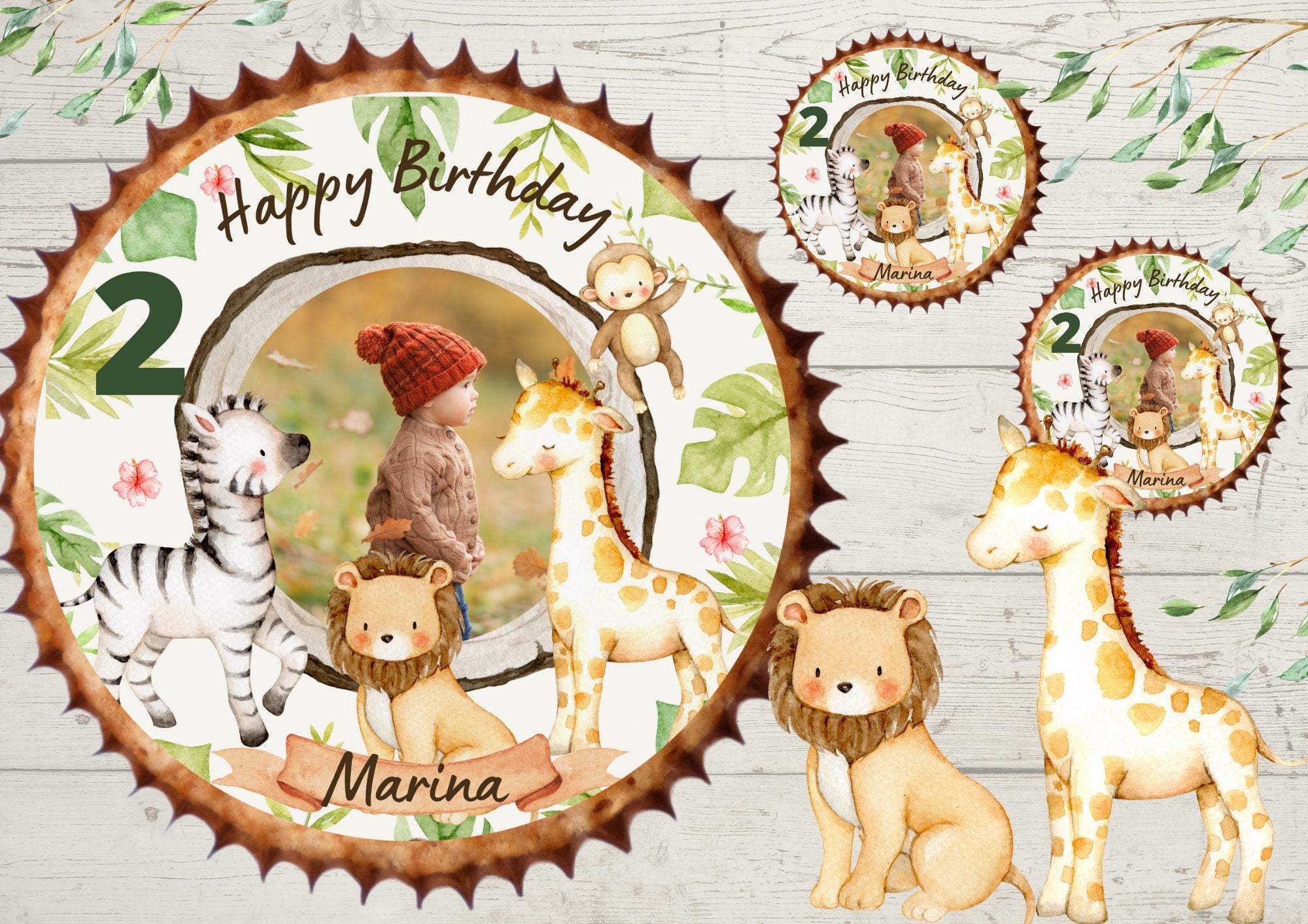 Muffinaufleger mit Foto Fondant Geburtstag Löwe Dschungel – Party Decor