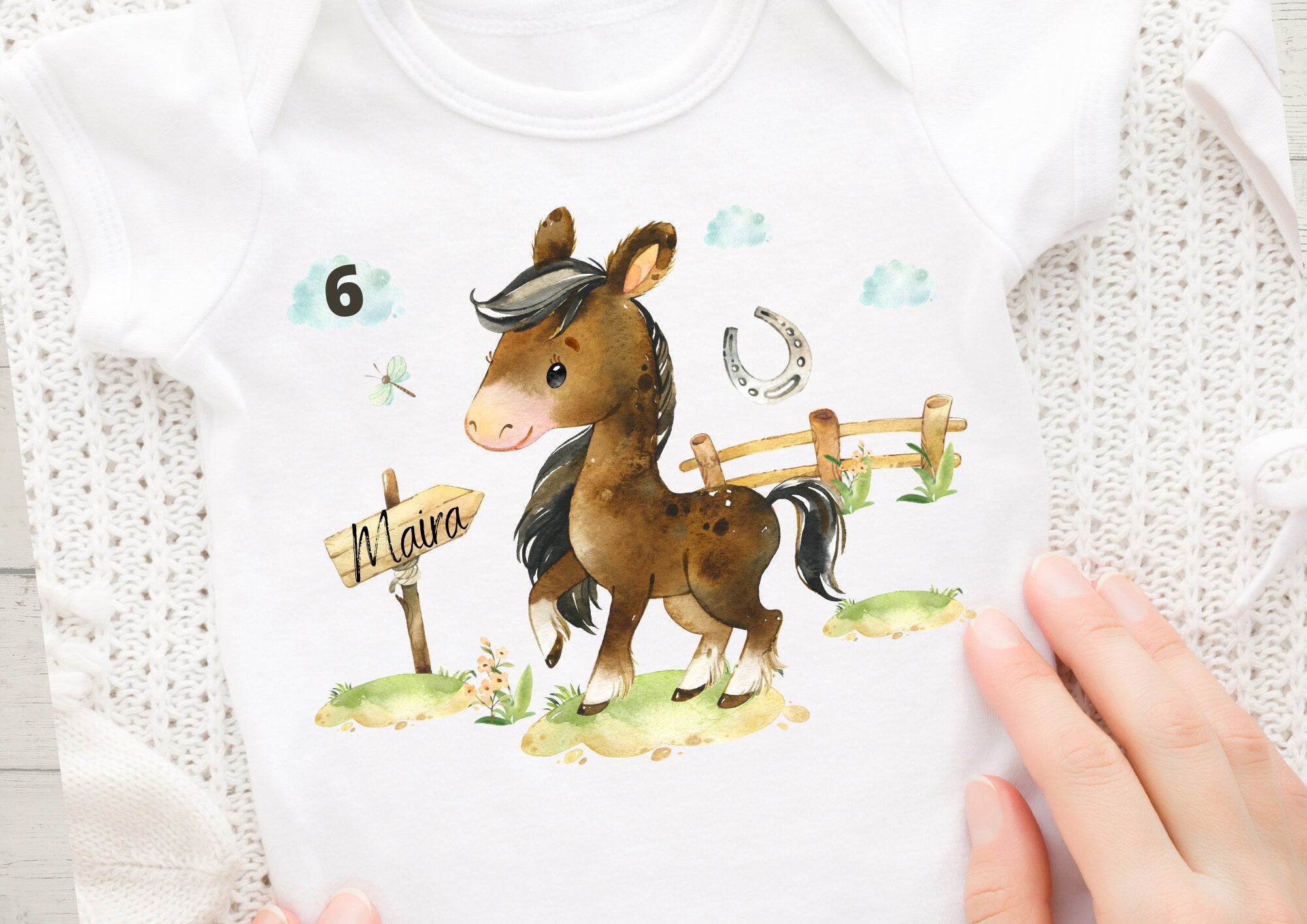 Bügelbild mit Wunschname und Alter personalisiert Pferd Pony – Appliques & Patches