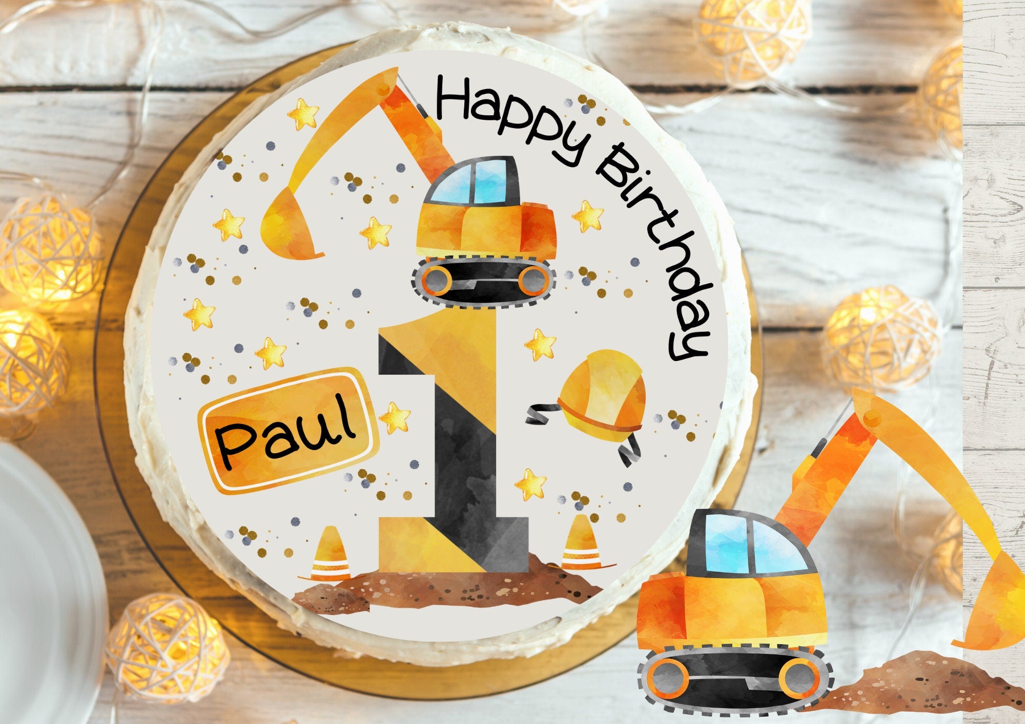 Tortenaufleger Fondant Geburtstag Radlader Bagger Baustelle