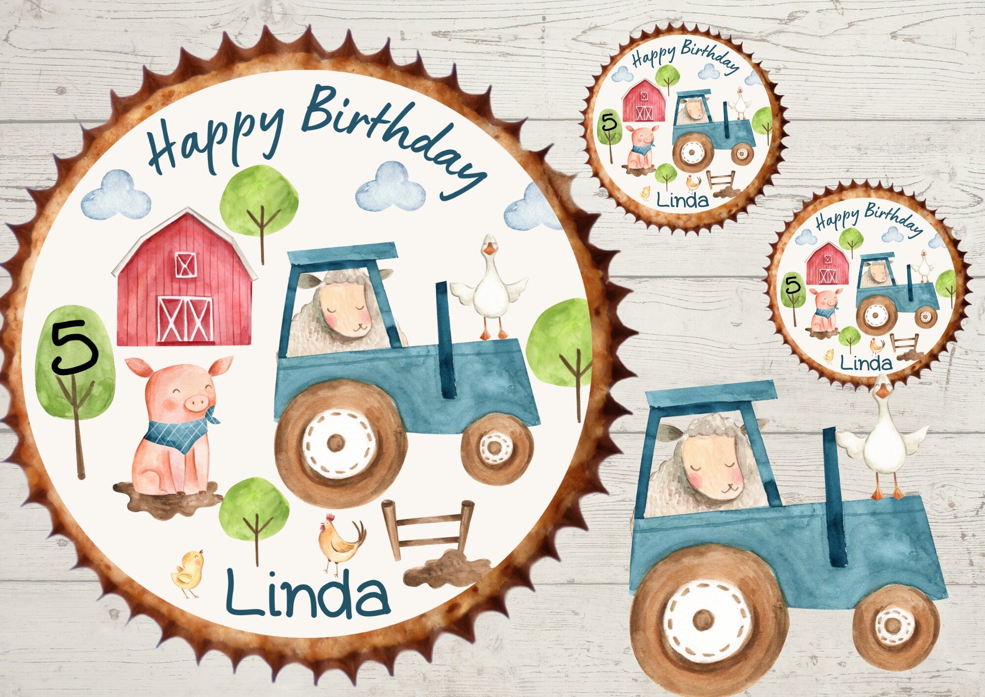 Muffinaufleger Fondant Geburtstag Traktor Trecker Bauernhof – Party Decor