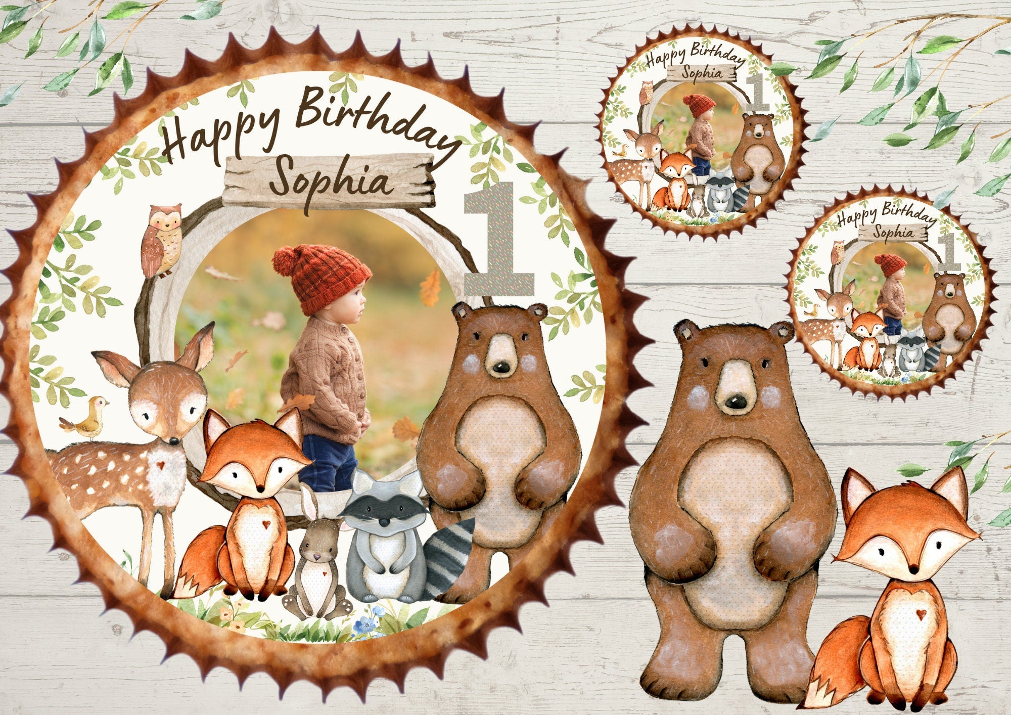 Muffinaufleger mit Foto Fondant Geburtstag Fuchs – Party Decor