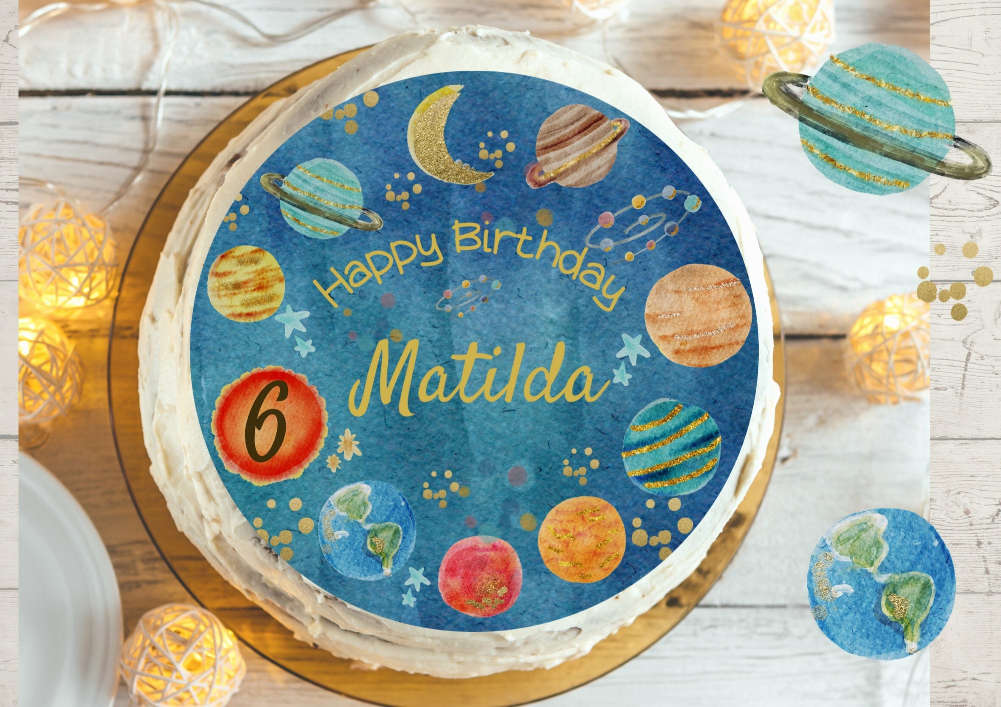 Tortenaufleger Fondant Geburtstag Planeten Weltall Sonnensystem – Party Decor