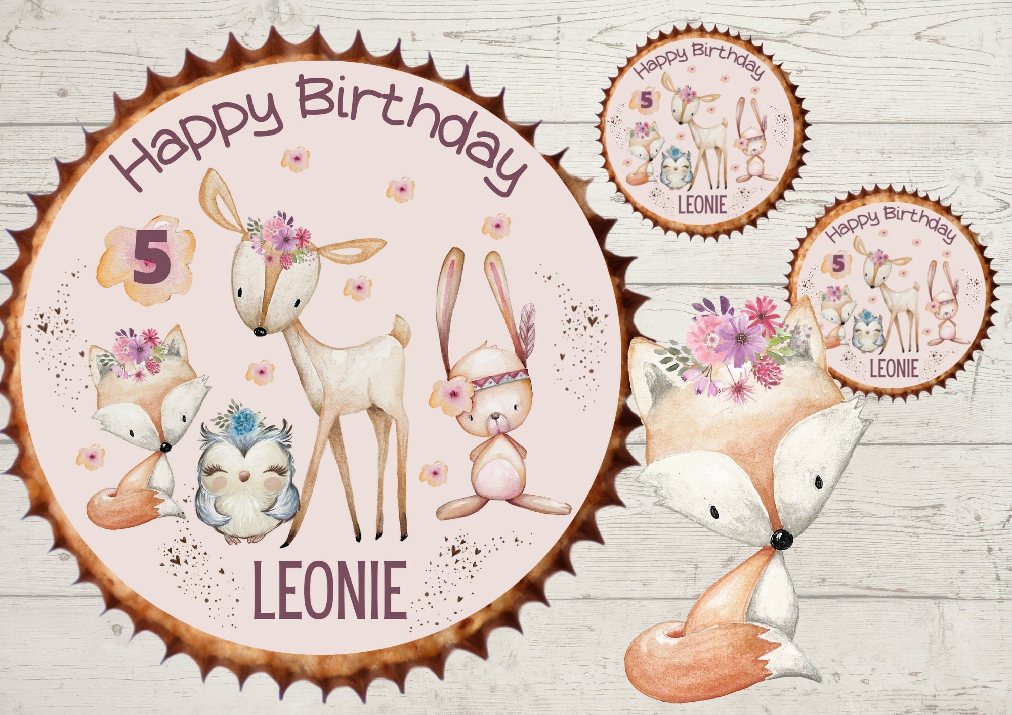 Muffinaufleger Fondant Geburtstag Fuchs Waldtiere – Party Decor