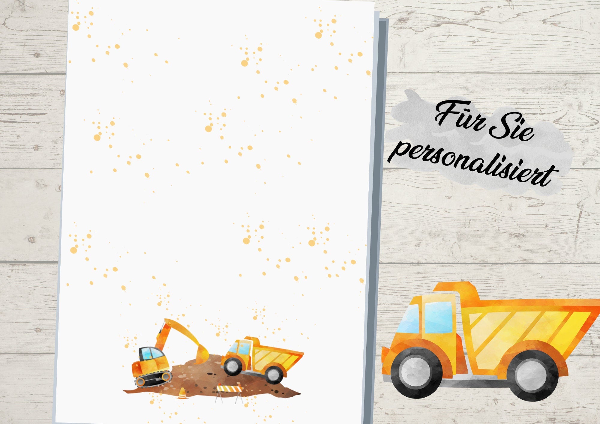 Schutzhülle für U-Heft Bagger Radlader Baustelle – Children's Photo Props