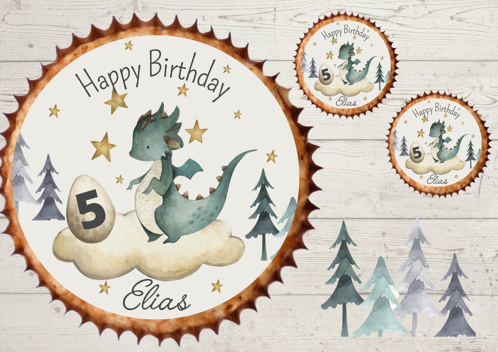 Muffinaufleger Fondant Geburtstag Drachen Märchen – Party Decor