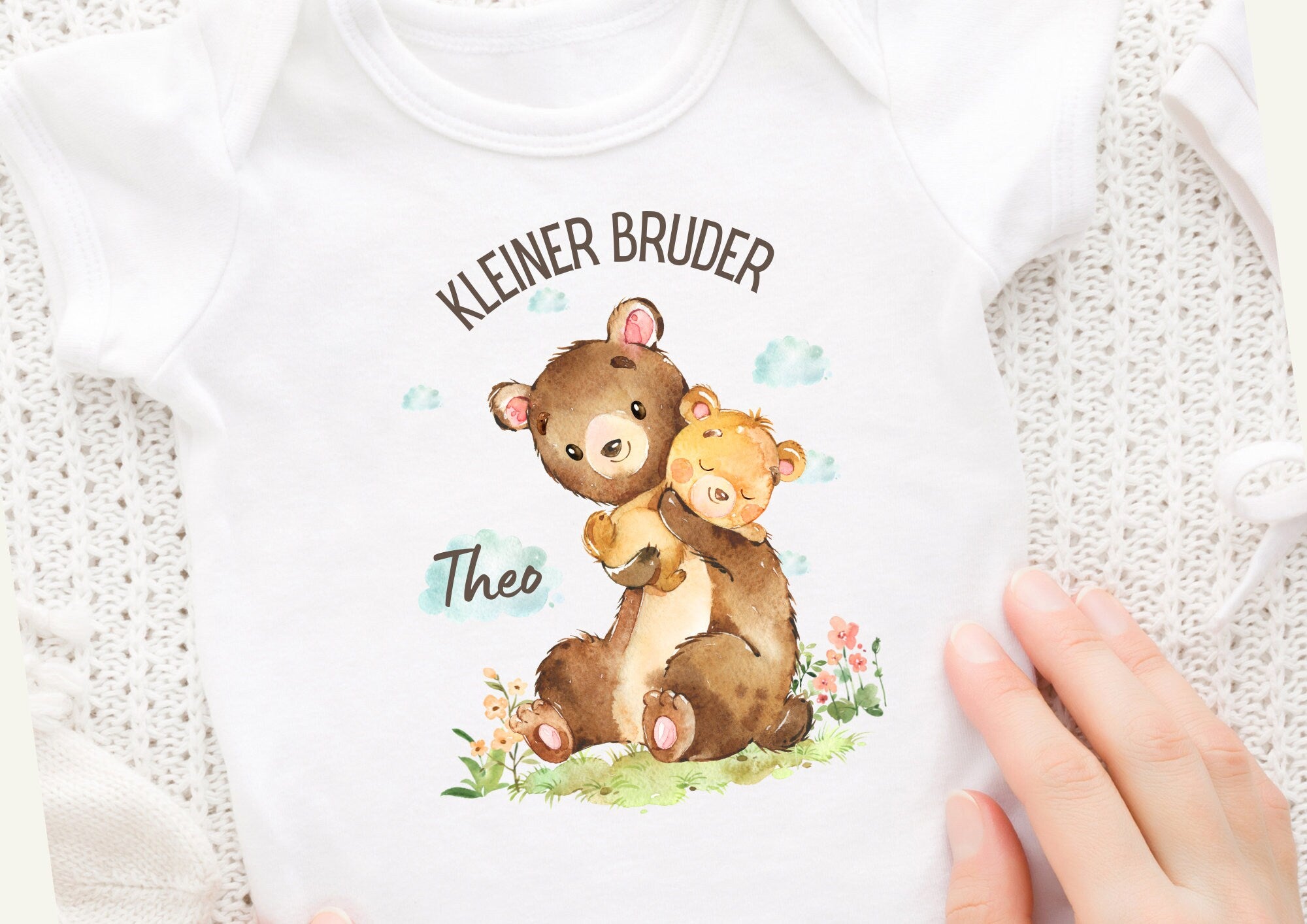 Bügelbild mit Wunschname und Alter personalisiert Bär Kleiner Bruder Großer Bruder Schwester – Appliques & Patches