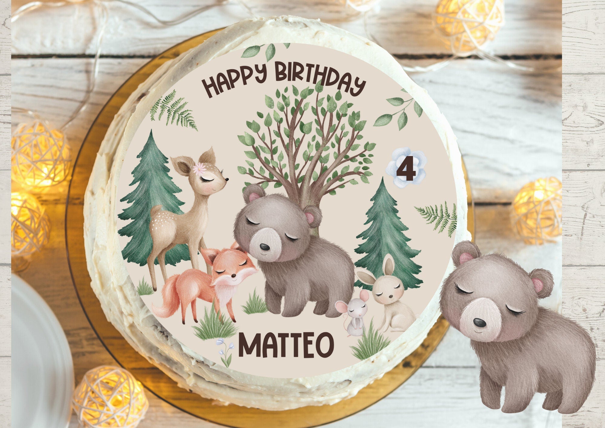 Tortenaufleger Fondant Geburtstag Fuchs Waldtiere – Party Decor
