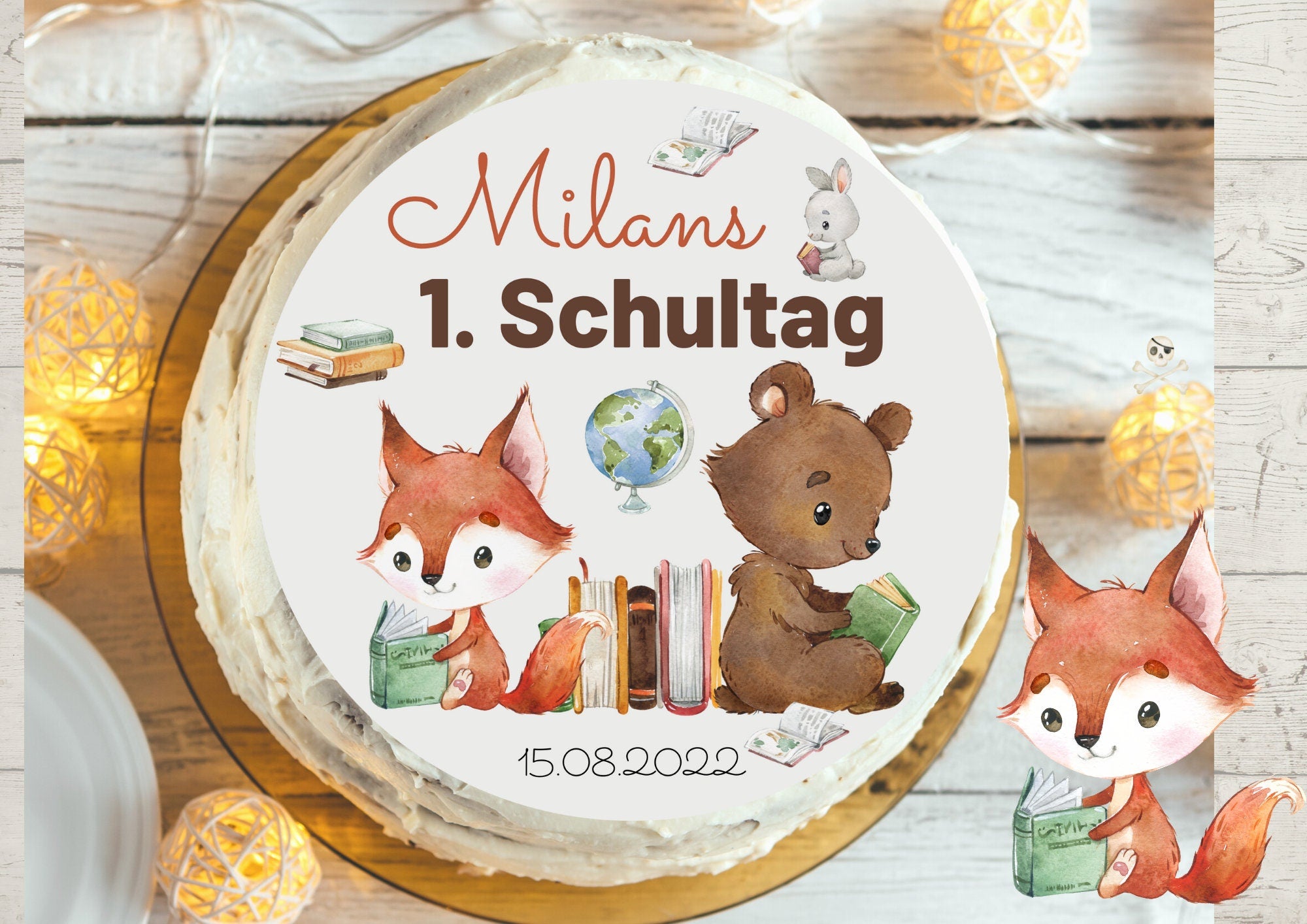 Tortenaufleger Fondant Schulanfang Schul 1. Schultag Einschulung – Party Decor