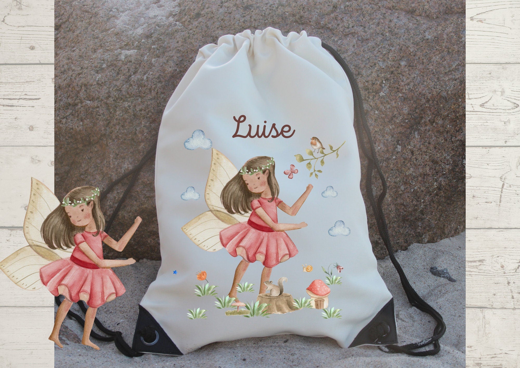 Turnbeutel mit Name personalisiert Fee Elfe – Team Sports & Gym Bags
