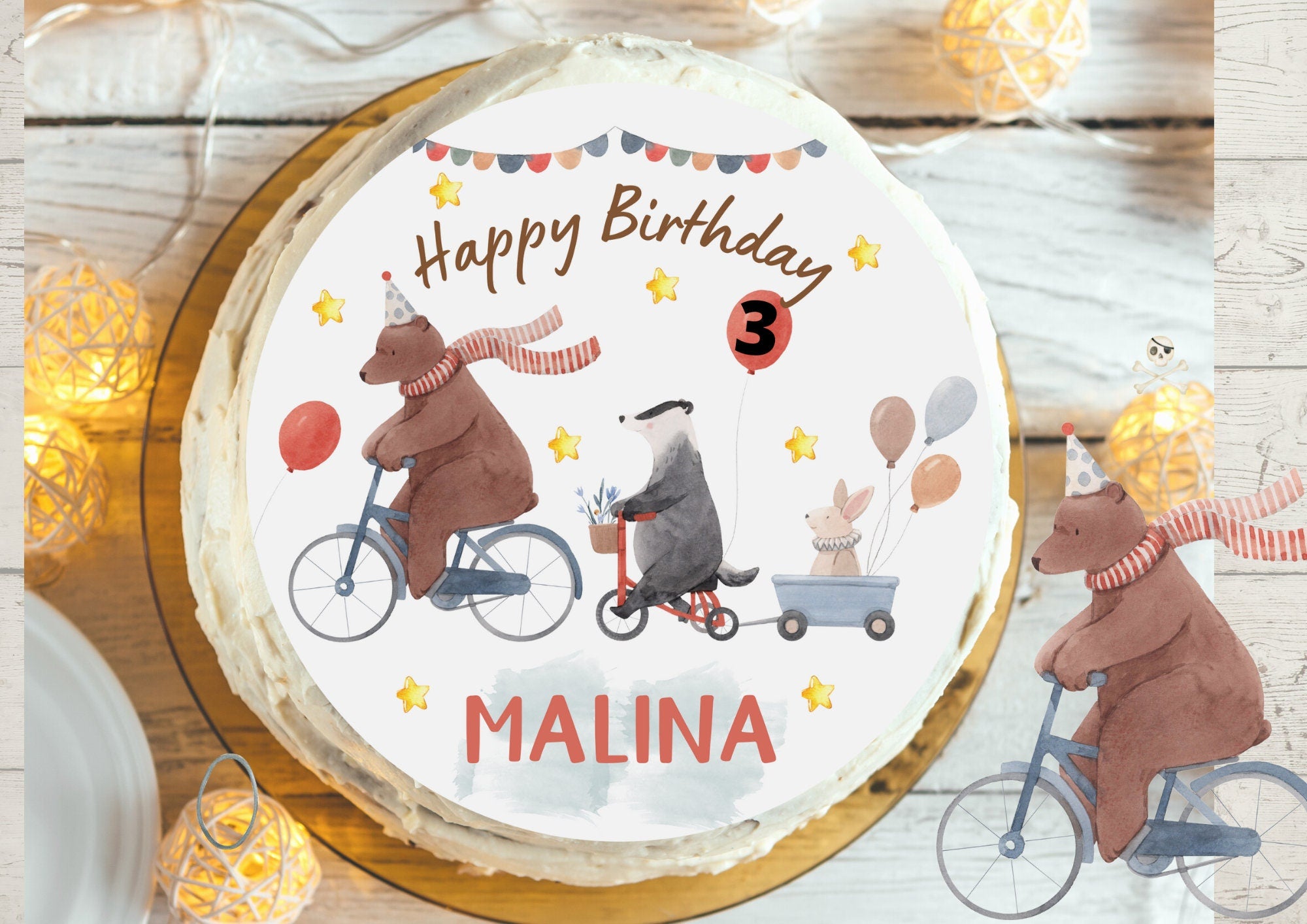 Tortenaufleger Fondant Geburtstag Fuchs Waldtiere – Party Decor