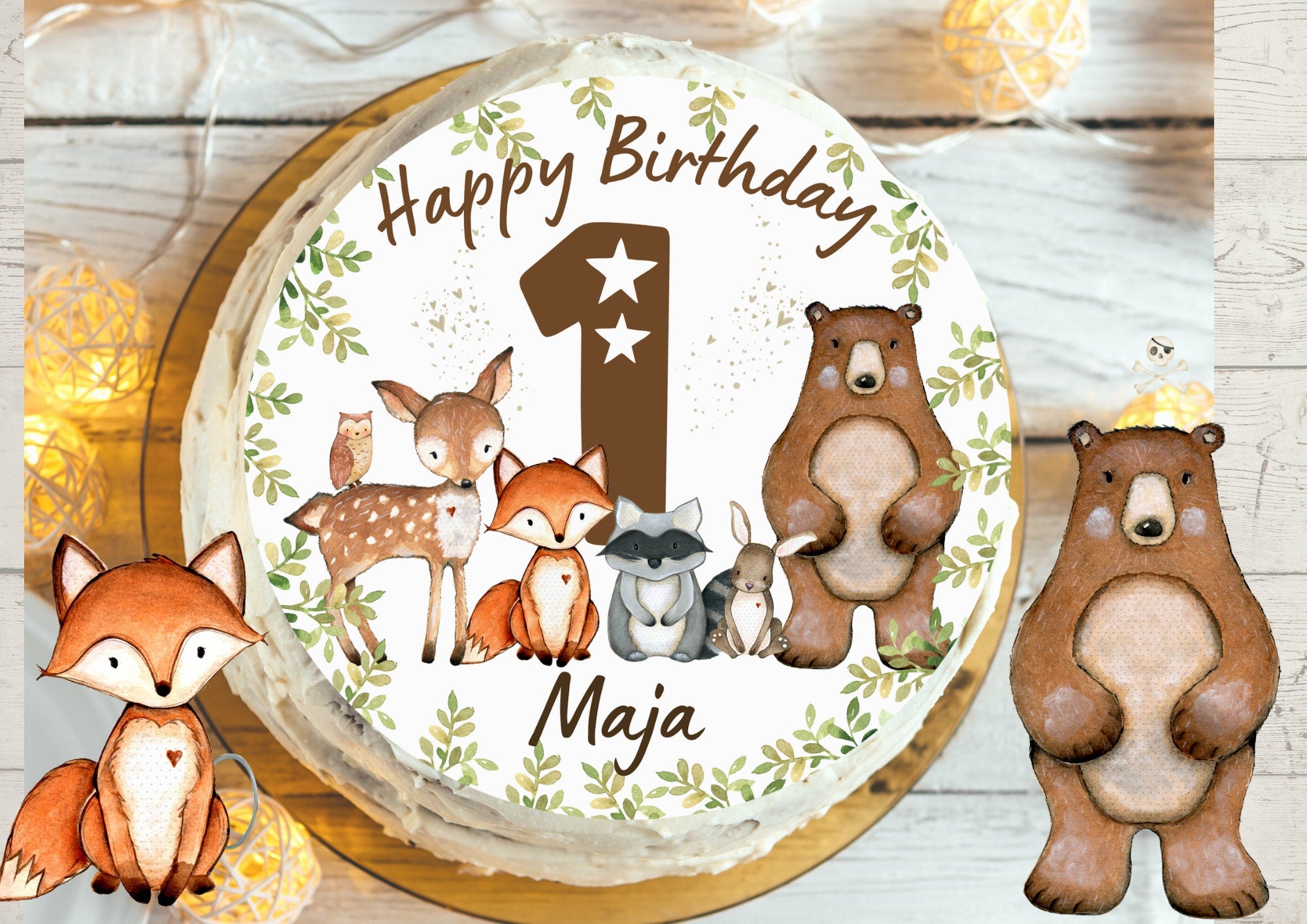 Tortenaufleger Fondant Geburtstag Fuchs Waldtiere Fuchs Reh – Party Decor