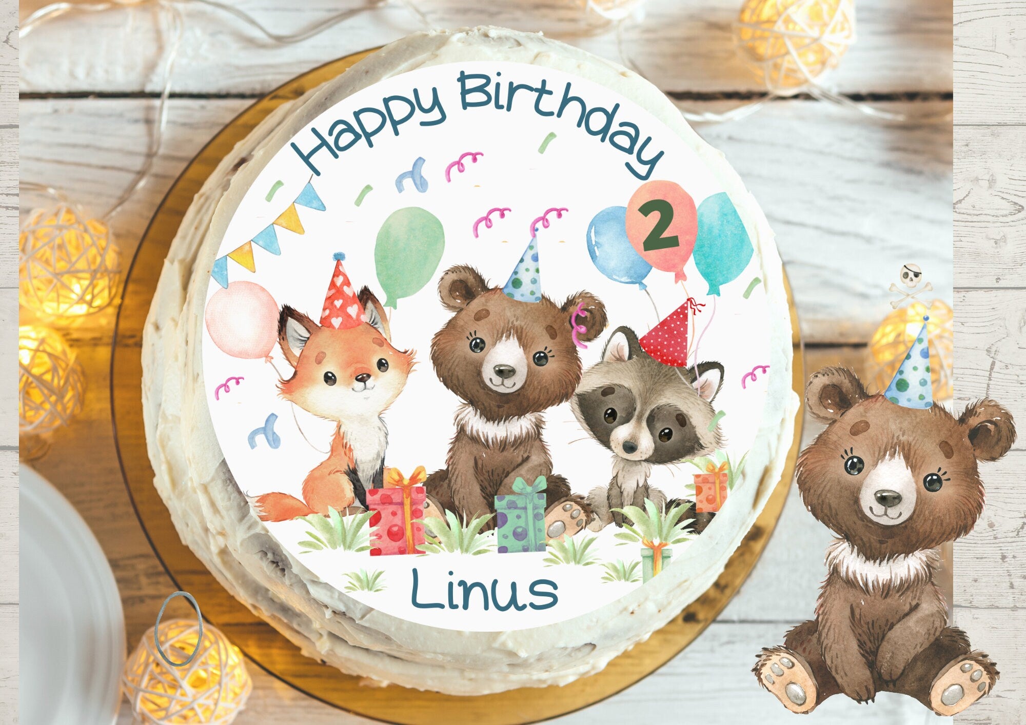 Tortenaufleger Fondant Geburtstag Fuchs Waldtiere Fuchs Bär – Party Decor