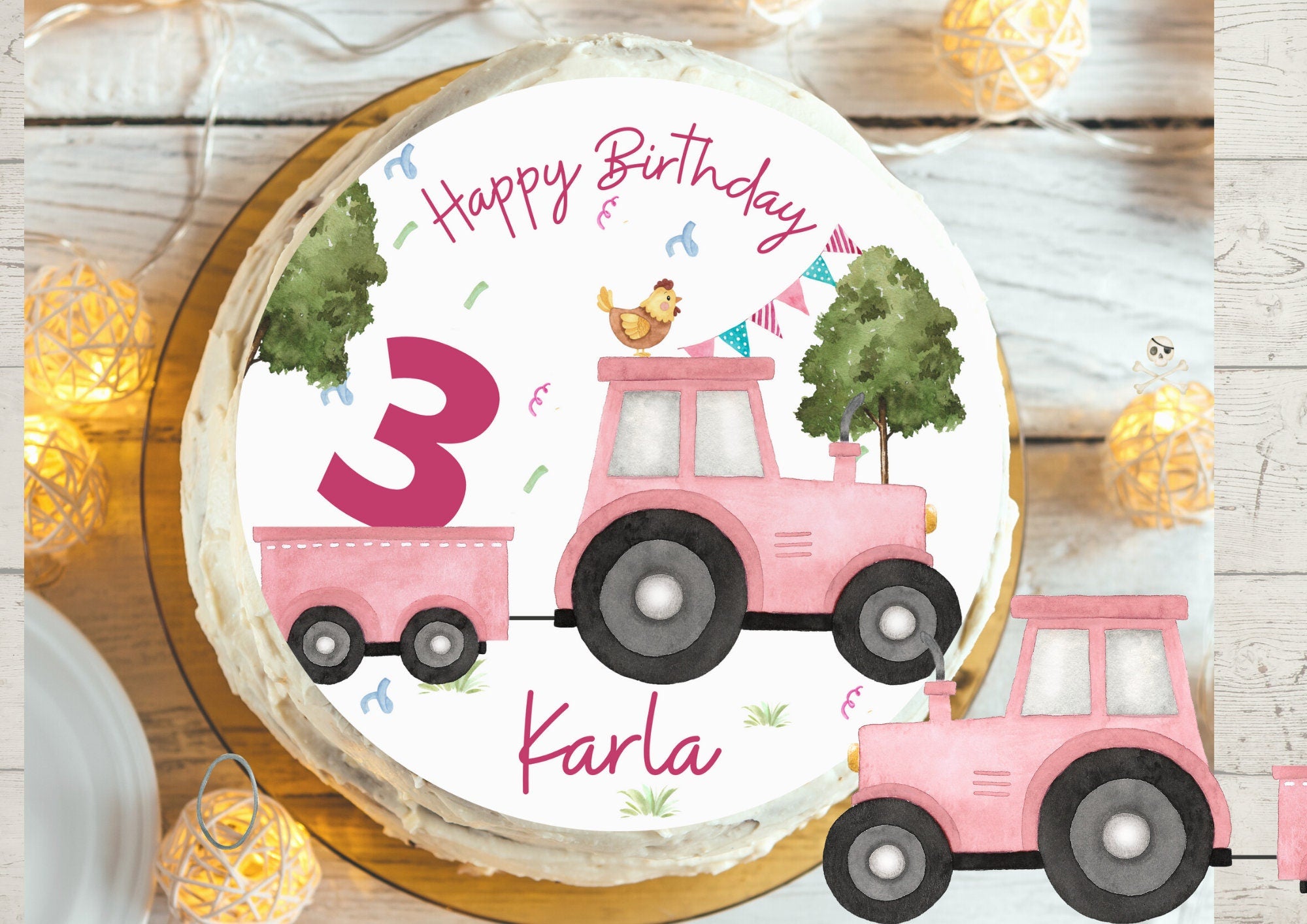 Tortenaufleger Fondant Geburtstag Traktor Trecker Bauernhof Bauernhoftiere – Party Decor