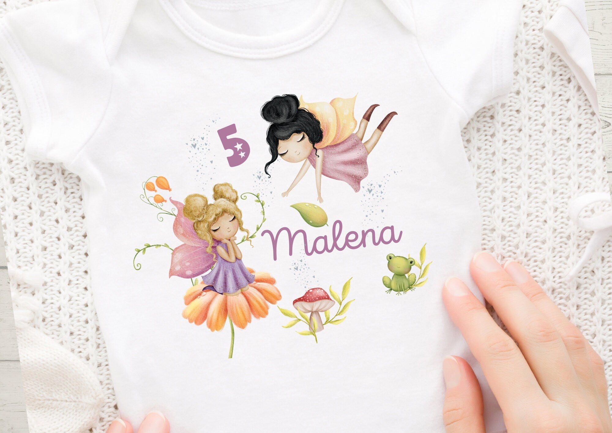 Bügelbild Fee Elfe mit Name & Alter personalisiert – Geburtstagsshirt – Aufbügler A5 A4 – für 1.–5. Geburtstag – Mottoparty – Appliques & Patches