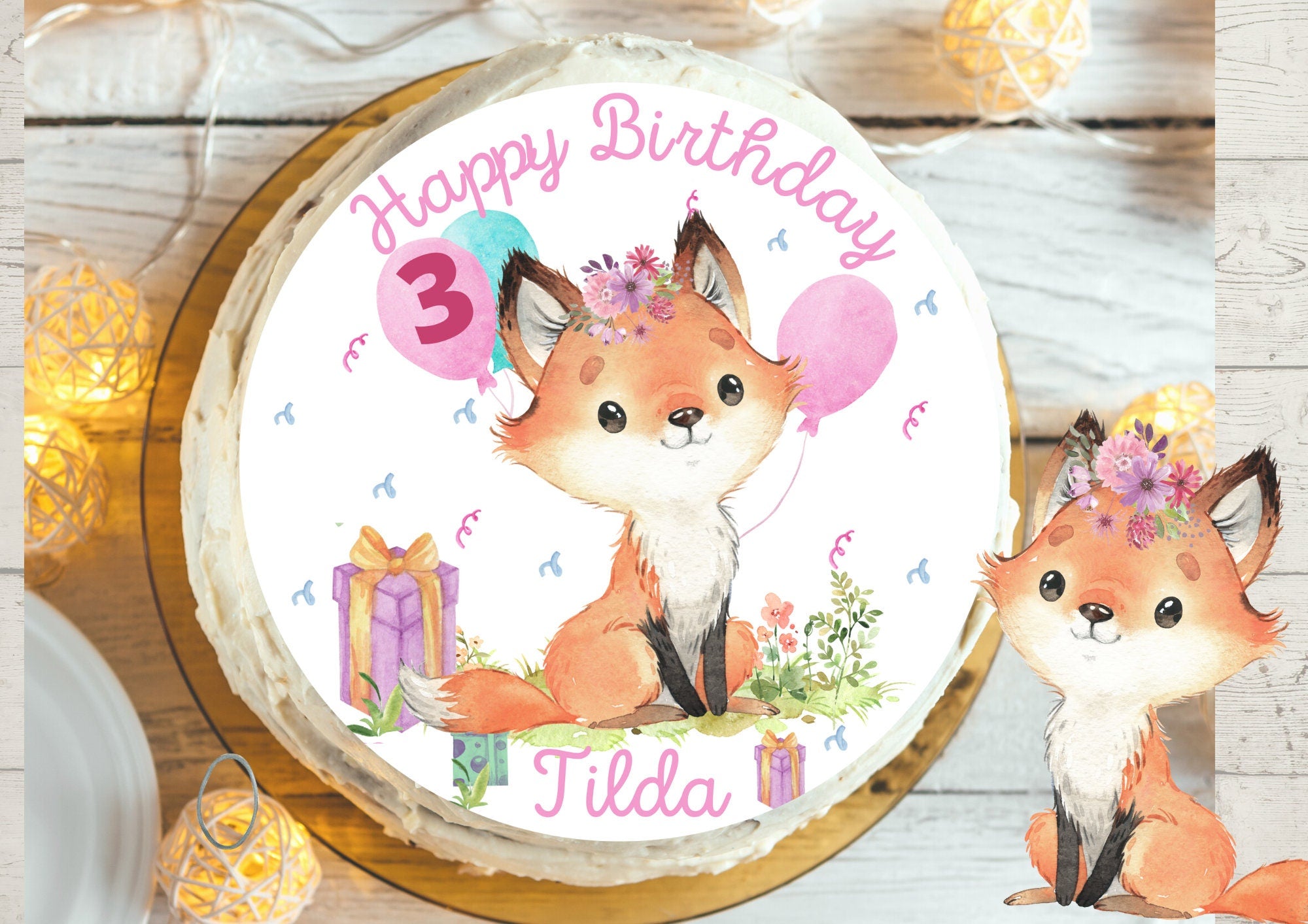 Tortenaufleger Fondant Geburtstag Waldtiere Fuchs Party – Party Decor