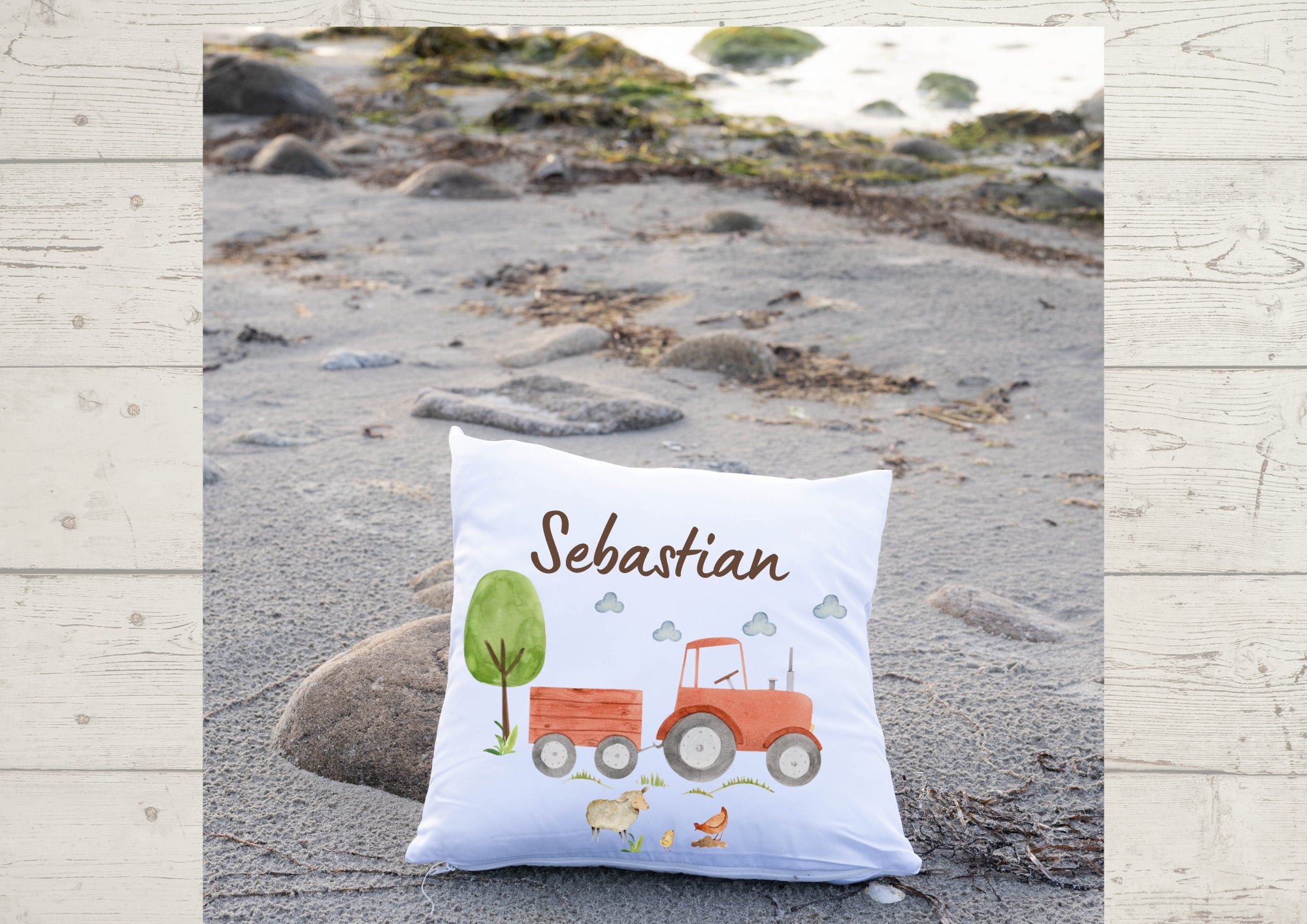 Kissenbezug mit Name personalisiert Traktor Trecker Bauernhof – Pillowcases