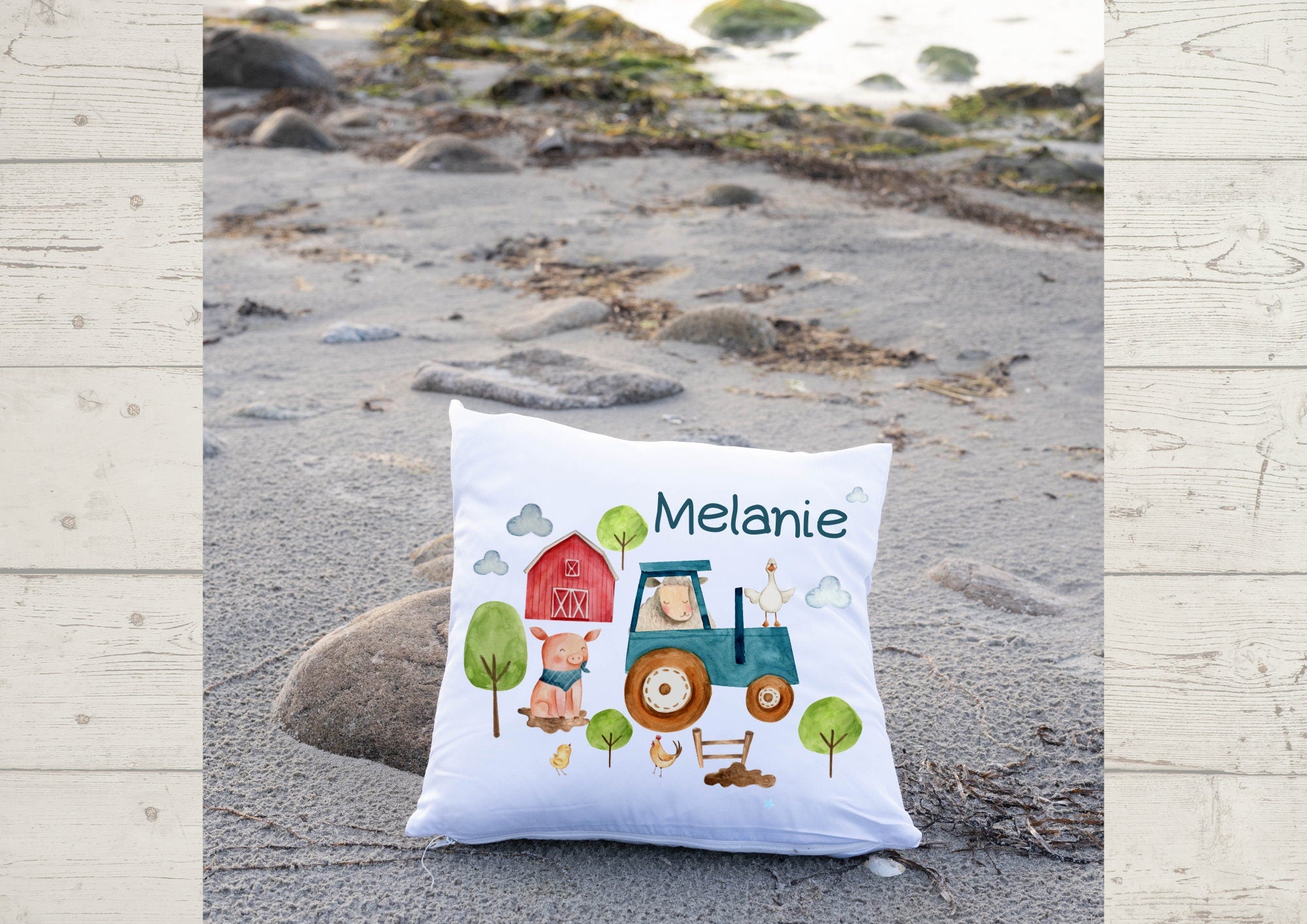 Kissenbezug mit Name personalisiert Traktor Trecker Bauernhof Bauernhoftiere – Pillowcases