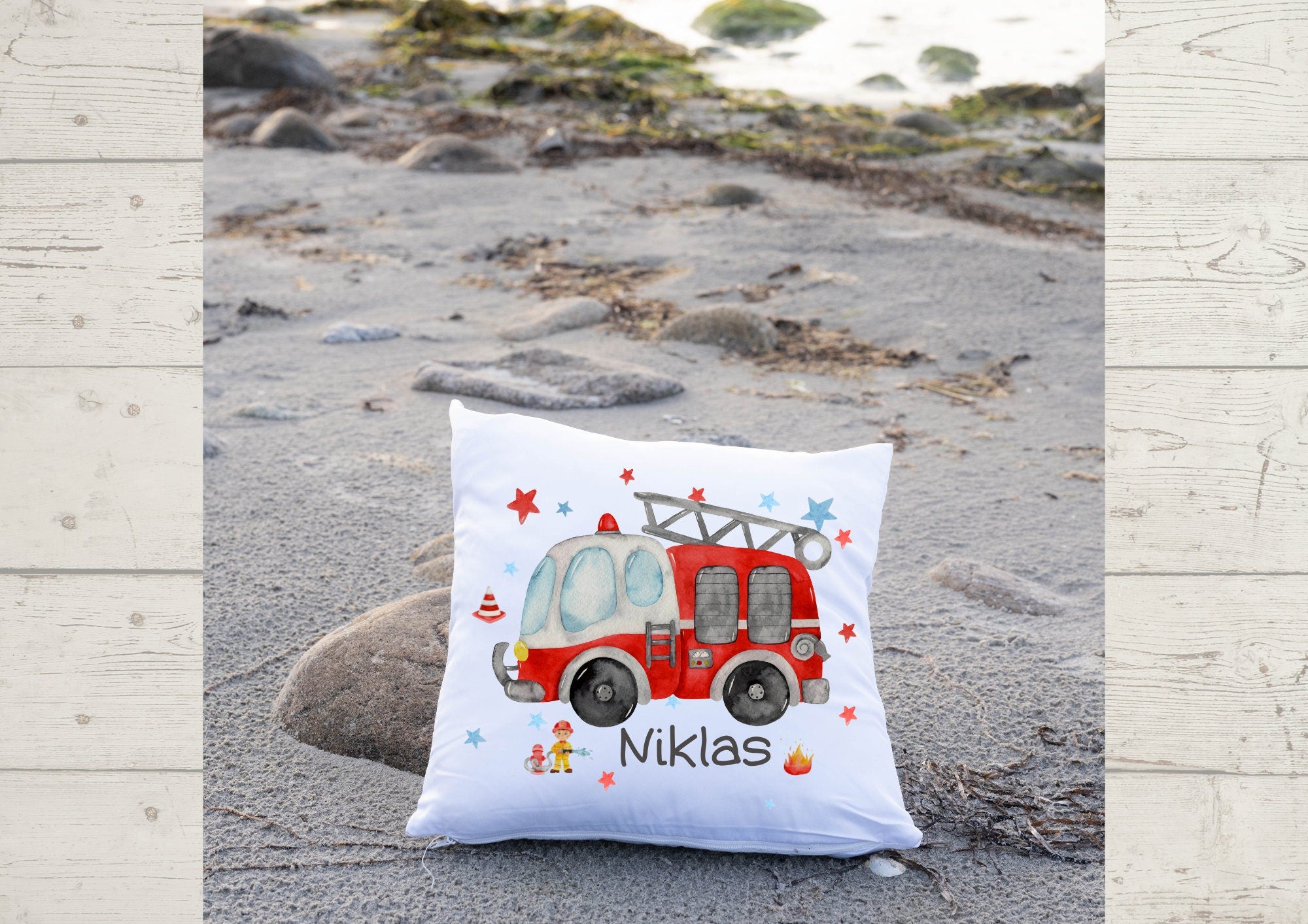 Kissenbezug mit Name personalisiert Feuerwehr Feuerwehrauto Feuerwehrmann Rettungsfahrzeug – Pillowcases