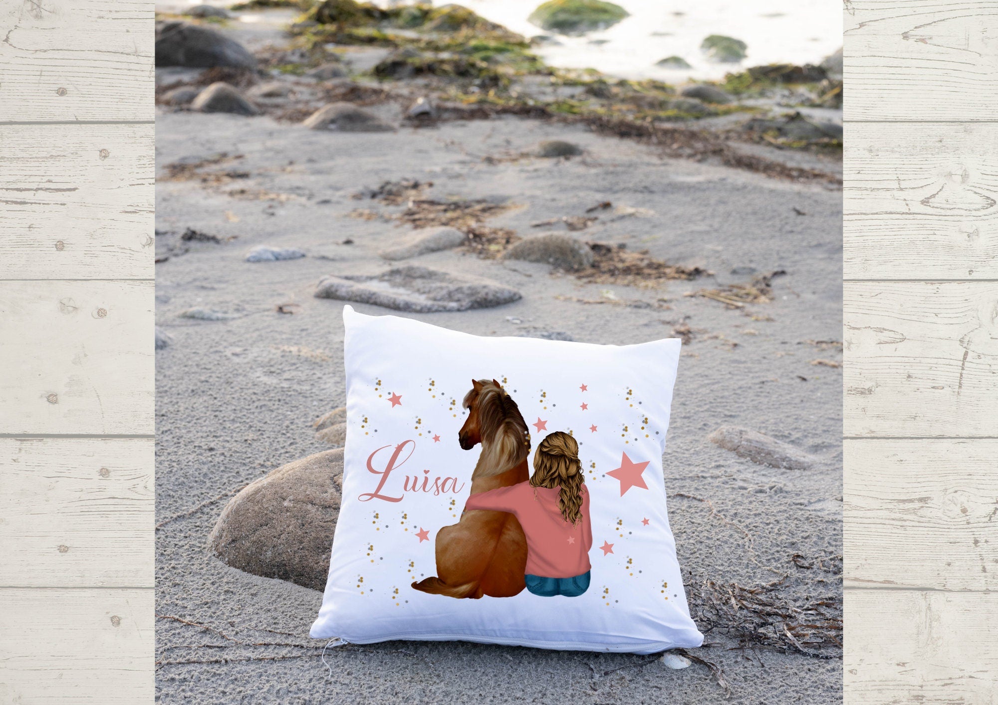 Kissenbezug mit Name Geschenk personalisiert Pferd Pony – Pillowcases