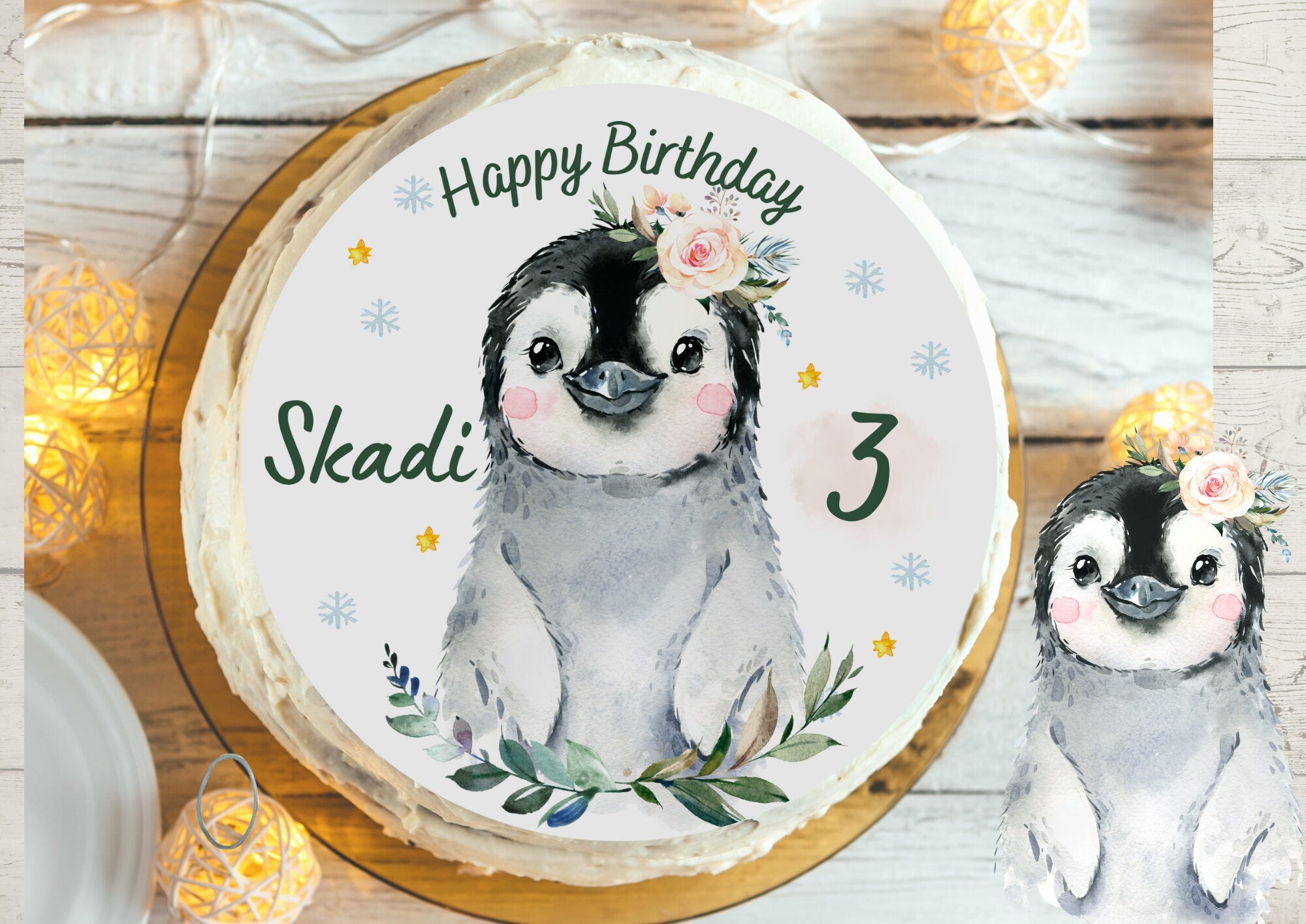 Tortenaufleger Fondant Geburtstag Pinguin Südpool