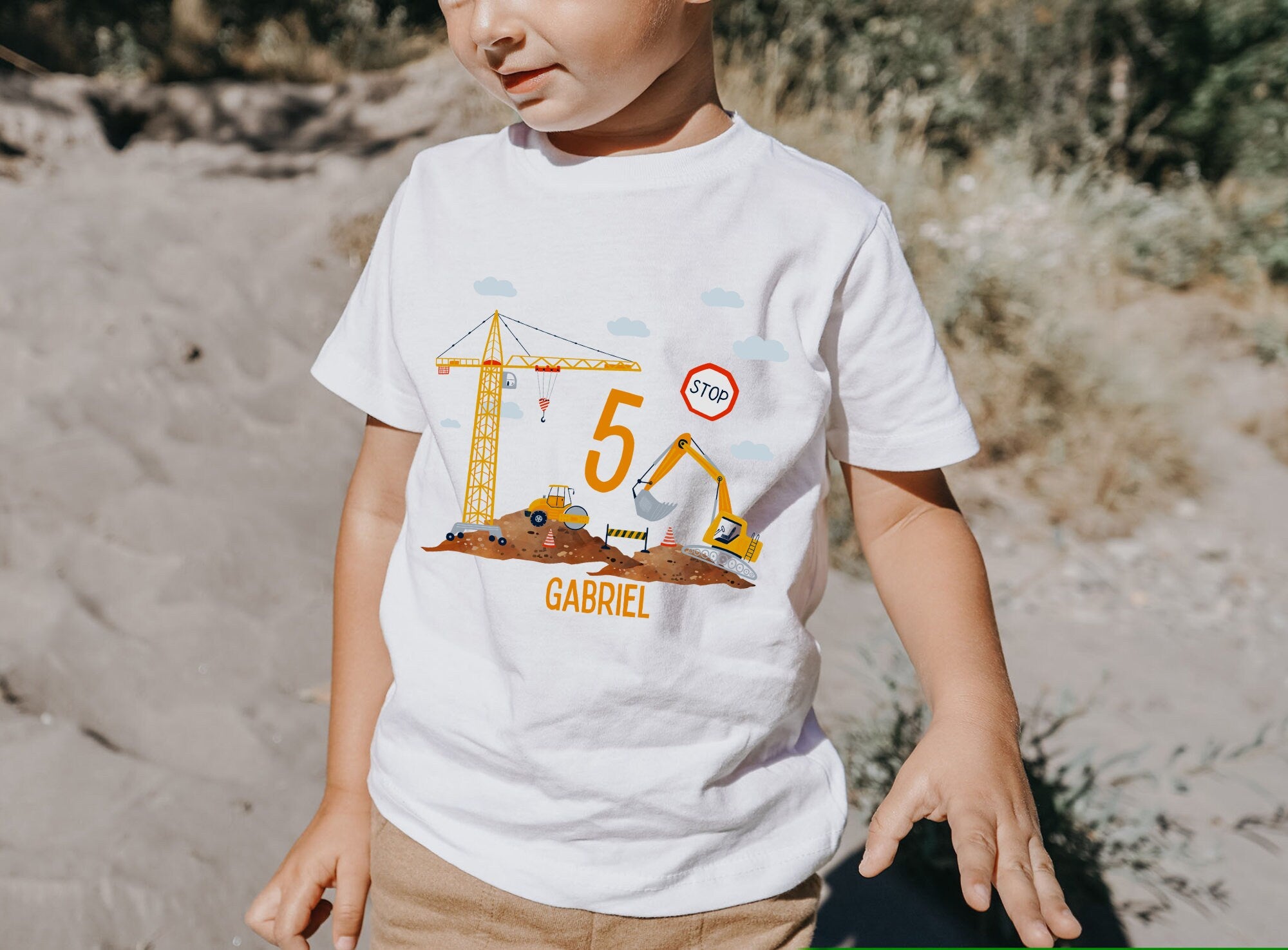 Geburtstag personalisiert mit Kran – Baustelle Shirt n – Kranfahrer Motiv mit Name & Alter – Baustellenparty – T-shirts