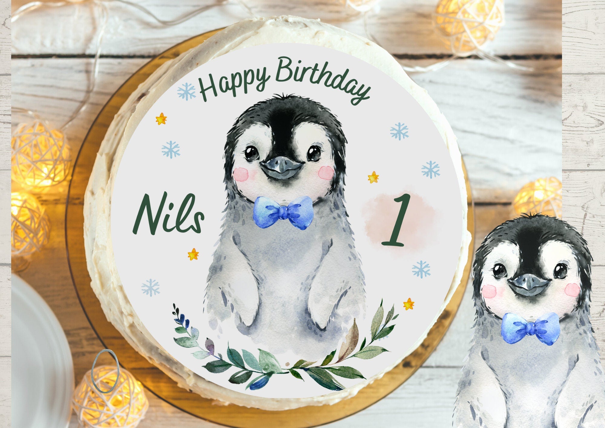 Tortenaufleger Fondant Geburtstag Pinguin Südpool – Party Decor
