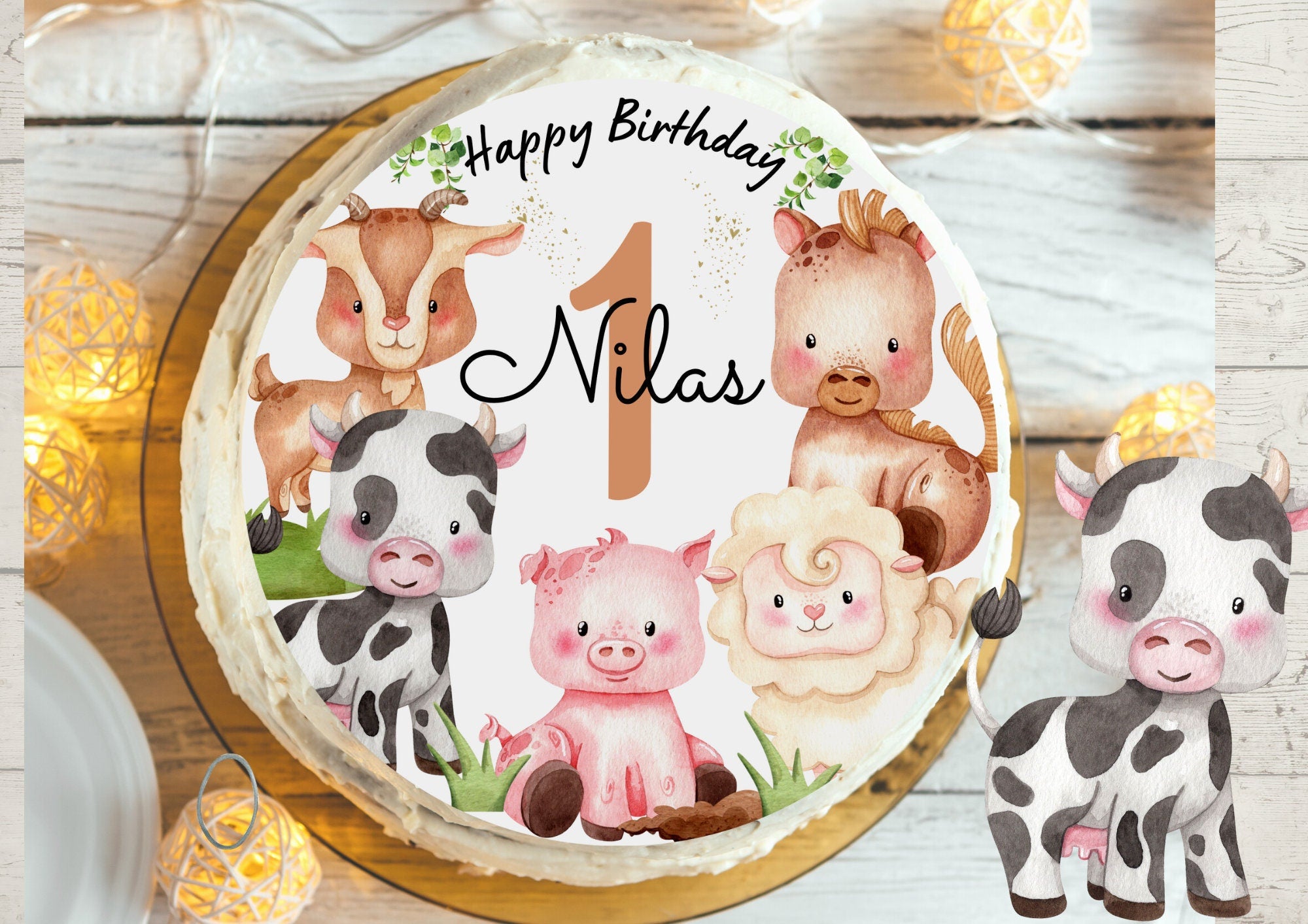 Tortenaufleger Fondant Geburtstag Traktor Trecker Bauernhof Bauernhoftiere Pferd Kuh Schwein – Party Decor