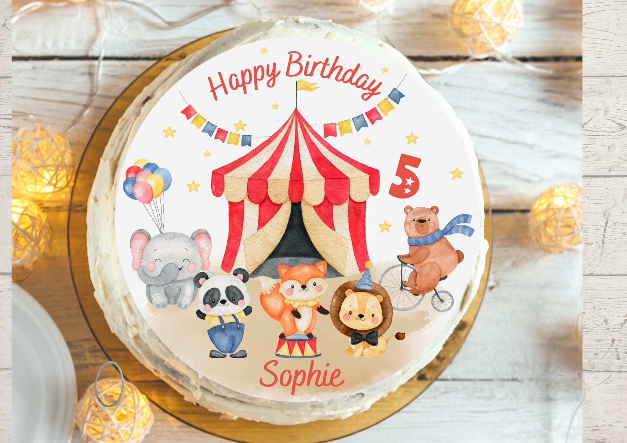 Tortenaufleger Fondant Geburtstag Löwe Elefant Dschungel Zirkus Zirkustiere Zirkuszelt Löwe Elefant Bär – Party Decor