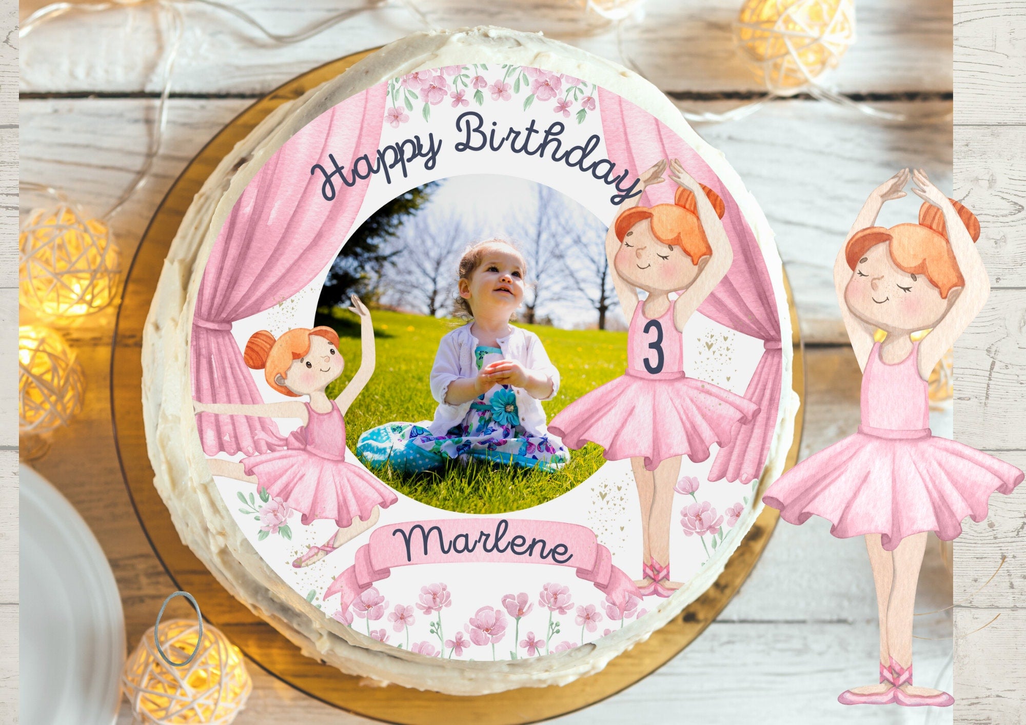 Tortenaufleger mit Foto Fondant Geburtstag Ballerina Tänzerin Oper Ballett