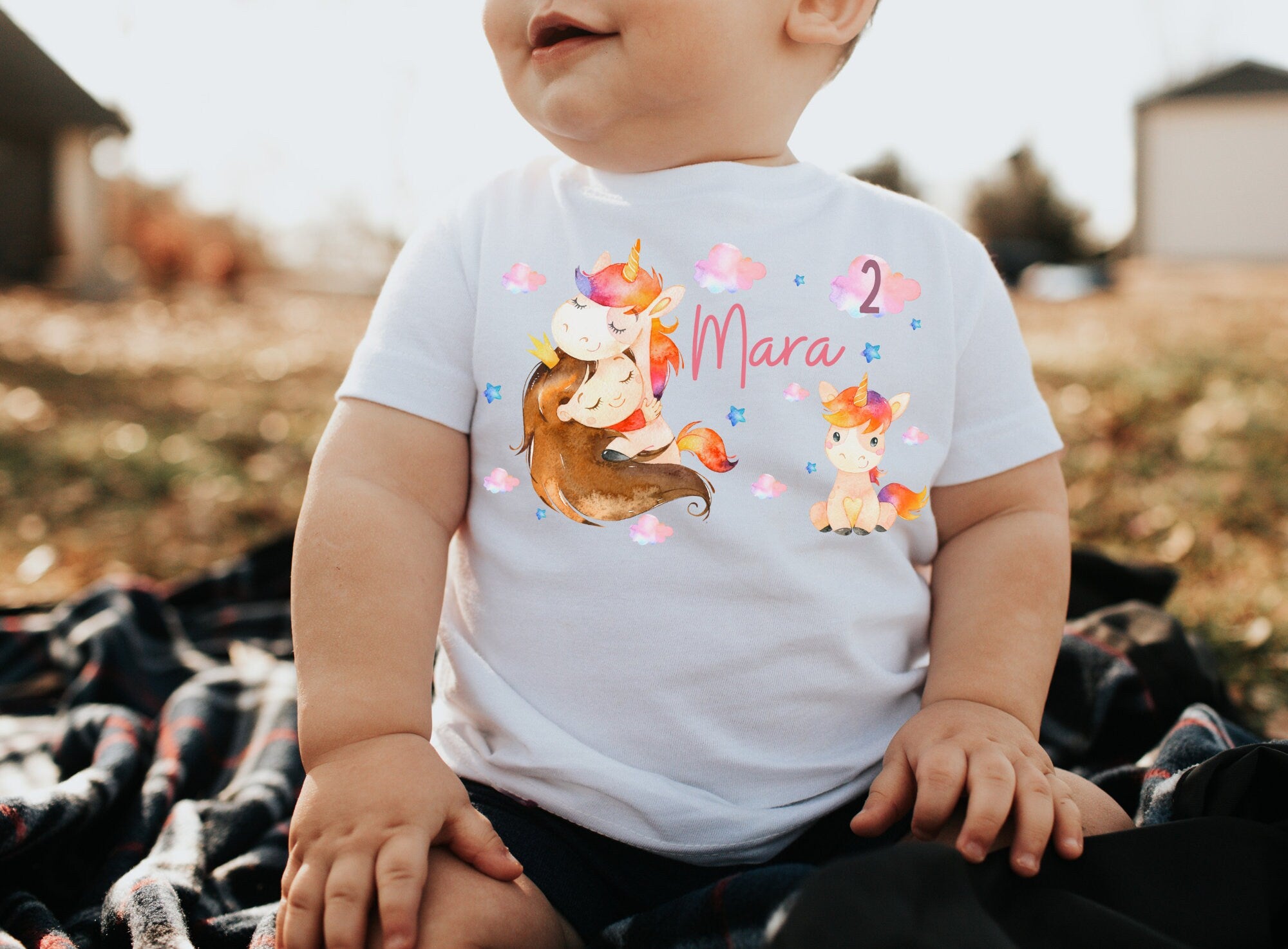 Geburtstagsshirt personalisiert Einhorn Sternenstaub Glitzer Einhorngeburtstag – T-shirts