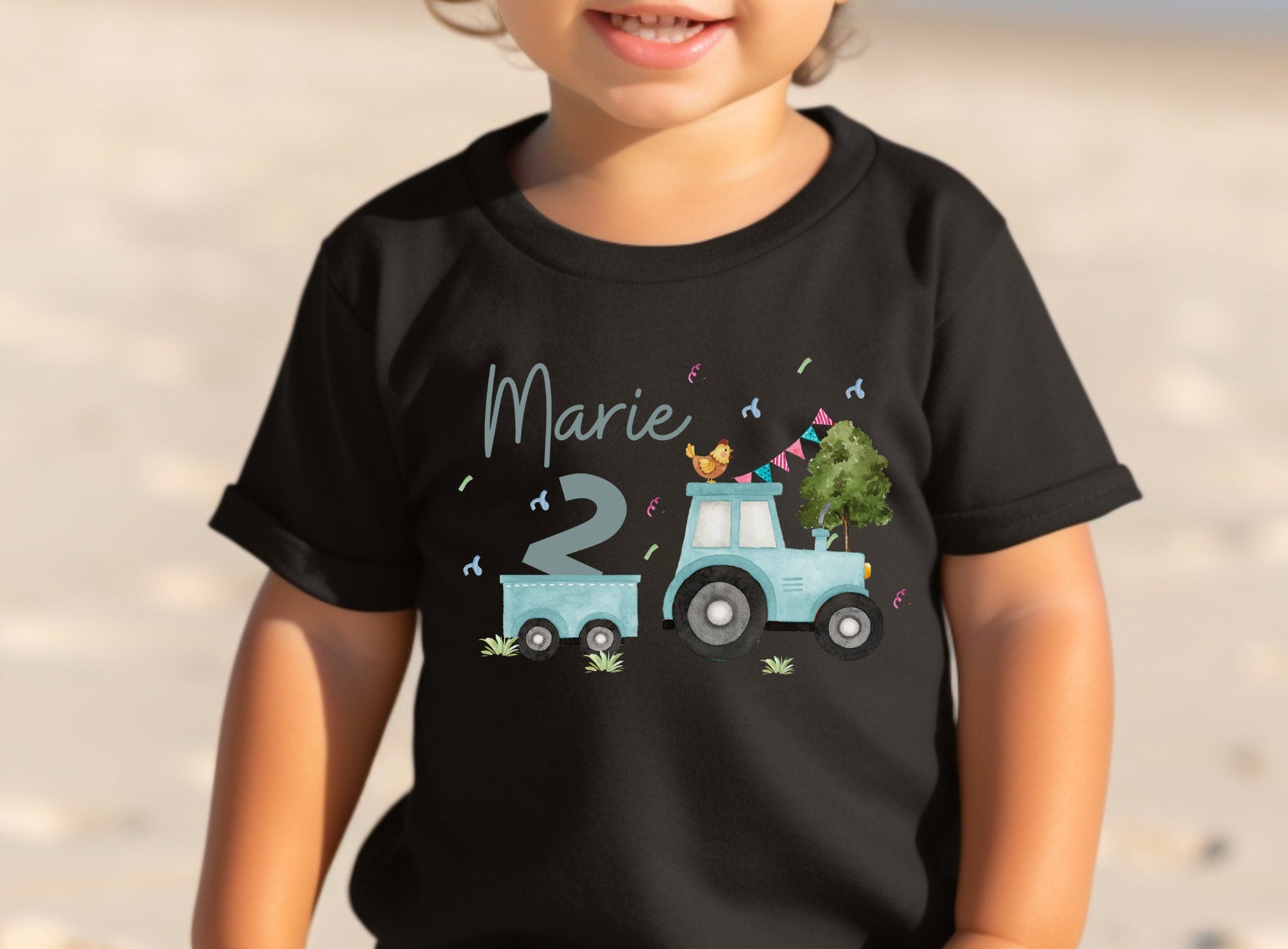 Geburtstagsshirt personalisiert Traktor Trecker Bauernhof Bauernhoftiere türkis