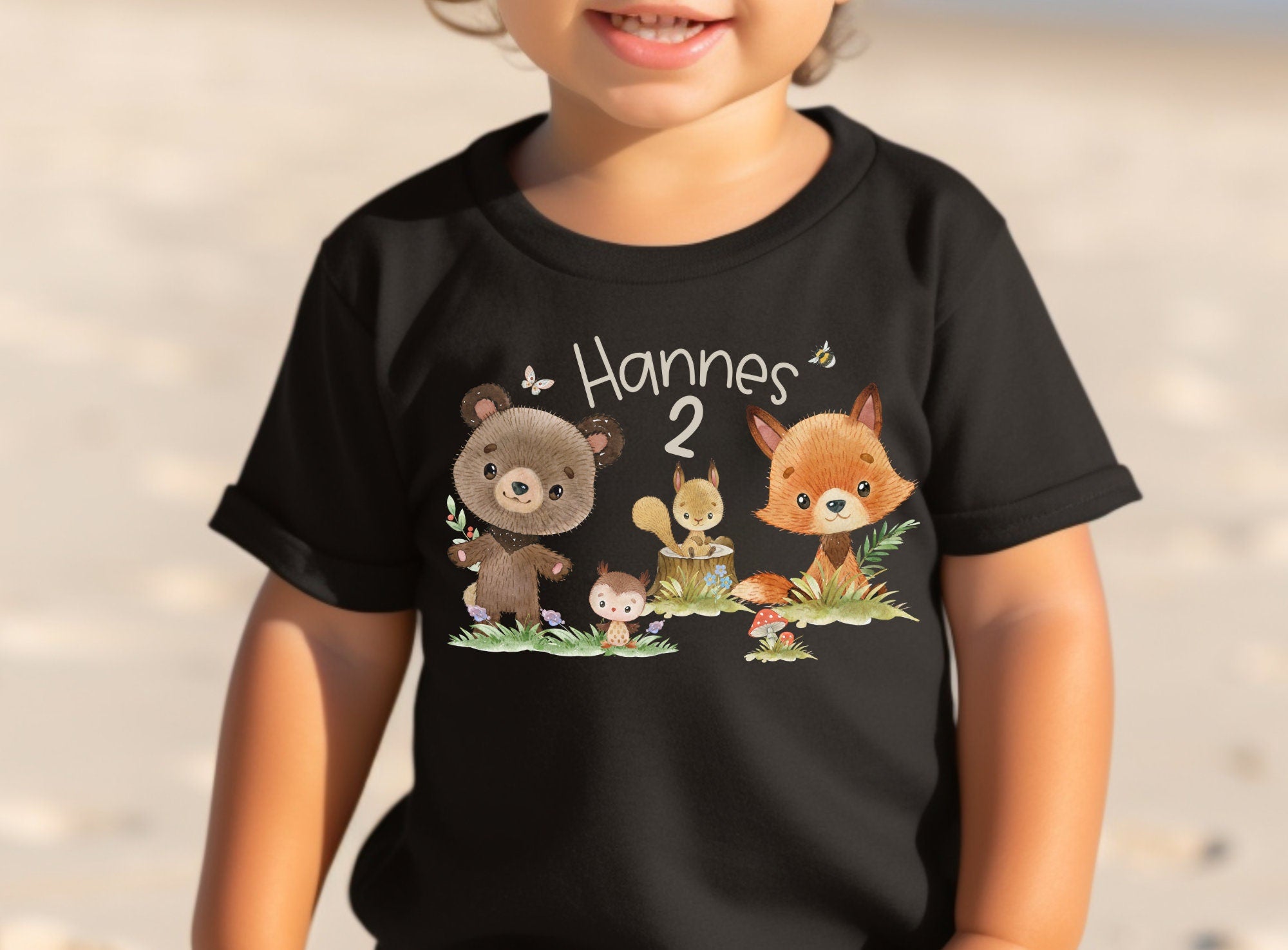 Geburtstagsshirt personalisiert Waldtiere Fuchs Bär Reh Hase Wild One