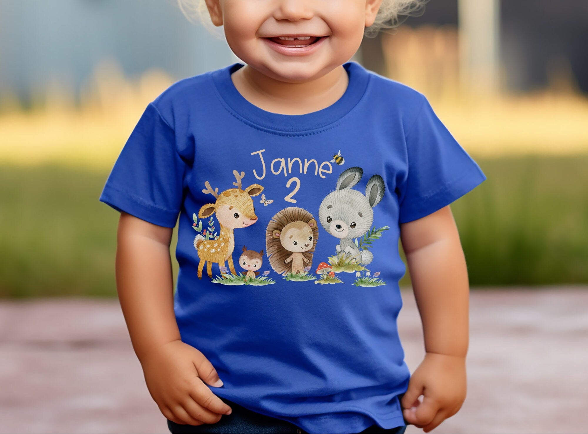 Geburtstagsshirt personalisiert Waldtiere Fuchs Reh Hase Wild One – T-shirts