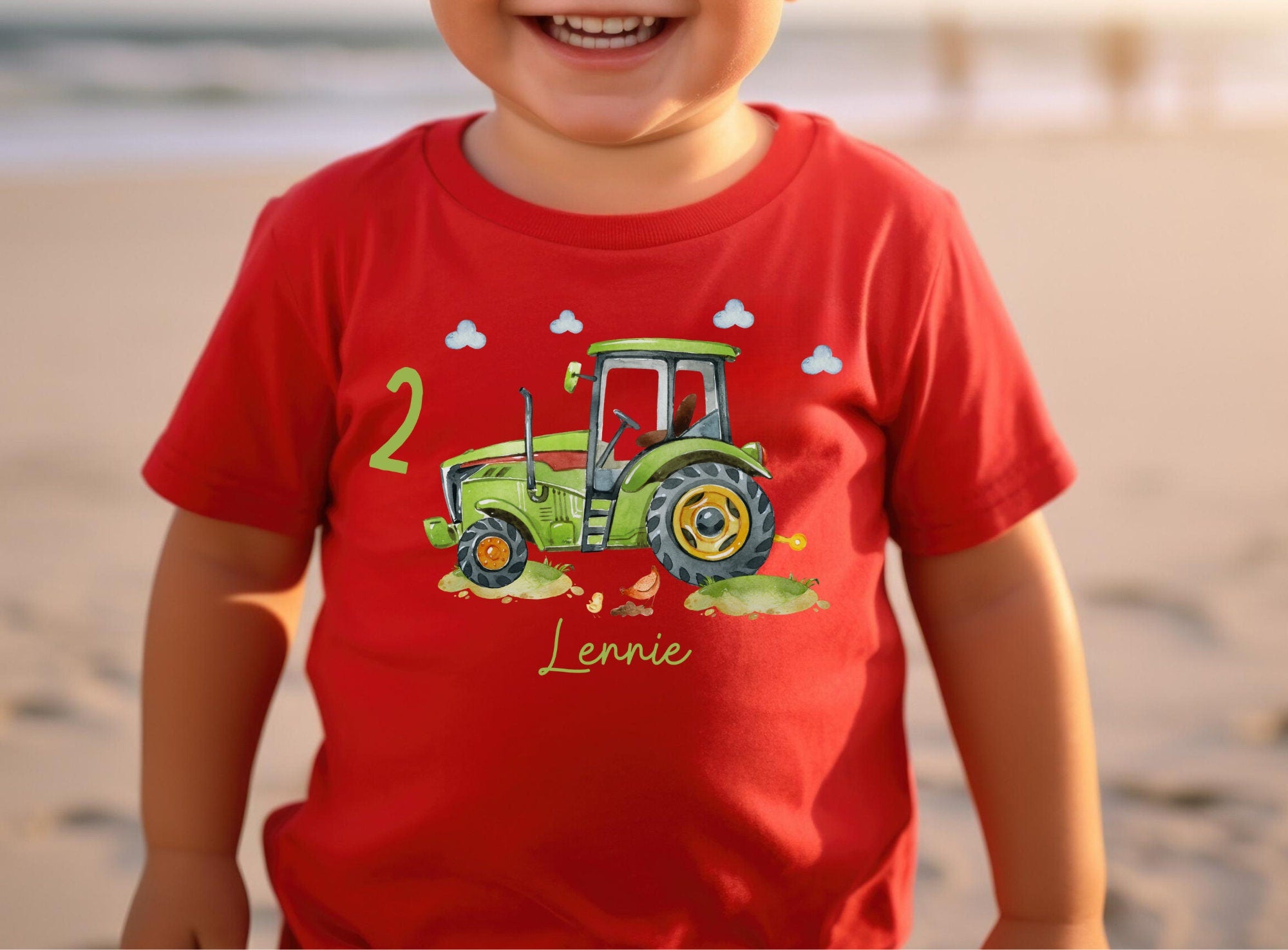 Traktor Geburtstag – personalisiert mit Name & Zahl – Bauernhof Shirt 1–6 Jahre – T-shirts