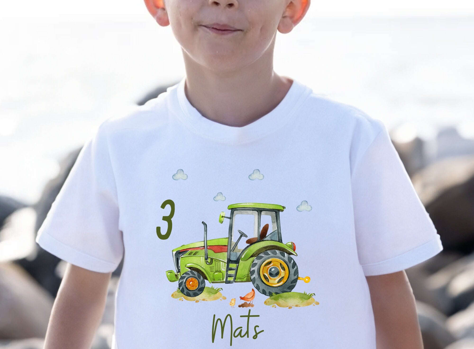 Geburtstagsshirt personalisiert Traktor grün Trecker Bauernhof Bauernhoftiere