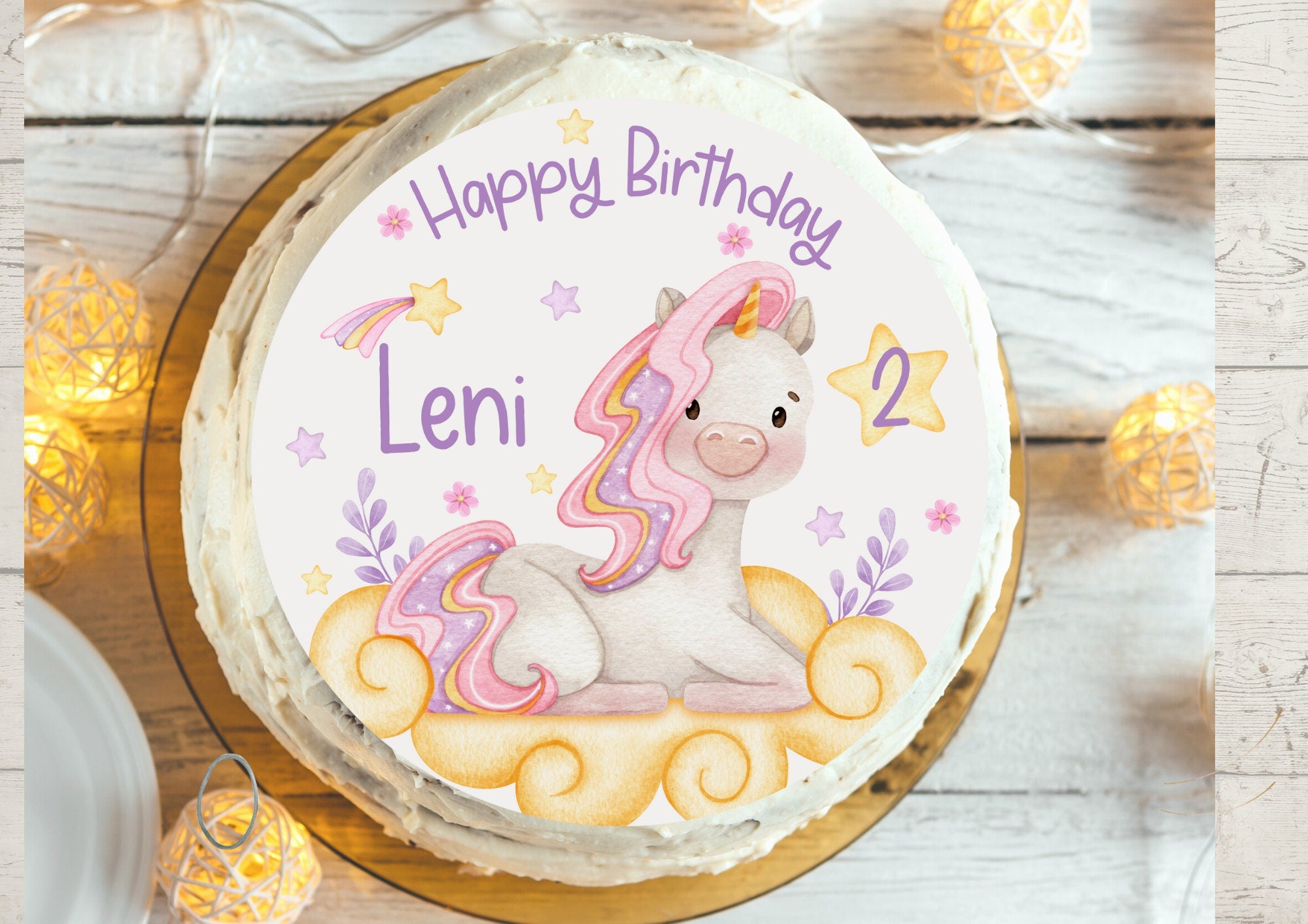 Tortenaufleger Fondant Geburtstag Einhorn Einhorngeburtstag Sterne Sternschnuppe – Party Decor