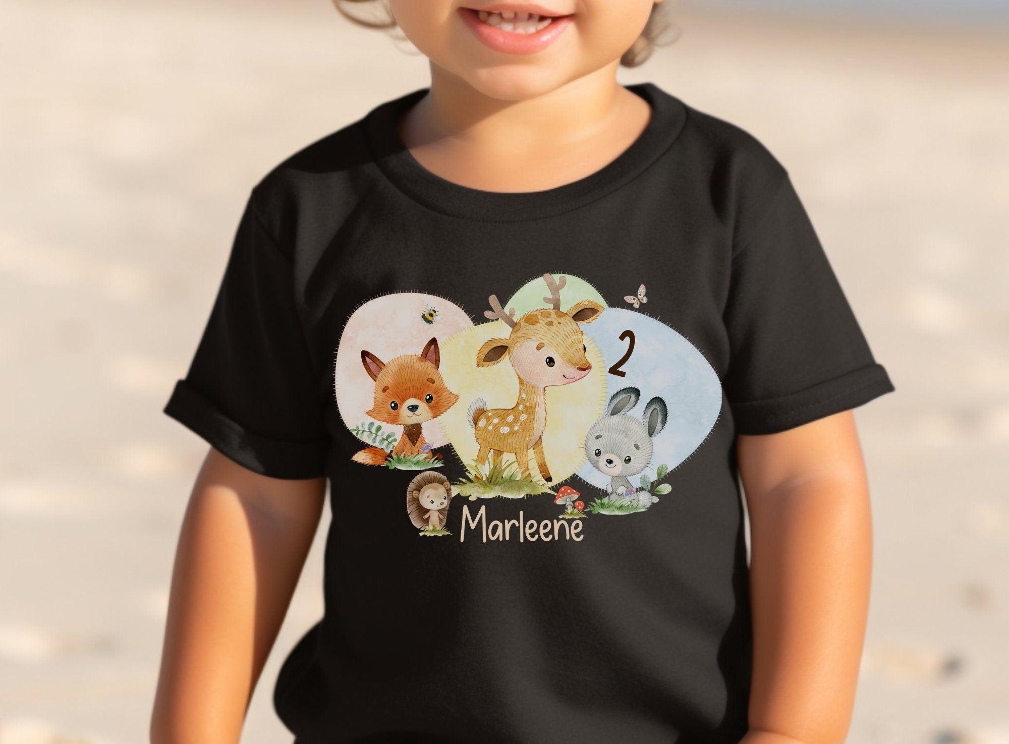 Geburtstagsshirt personalisiert Waldtiere Fuchs Reh Hase Wild One – T-shirts