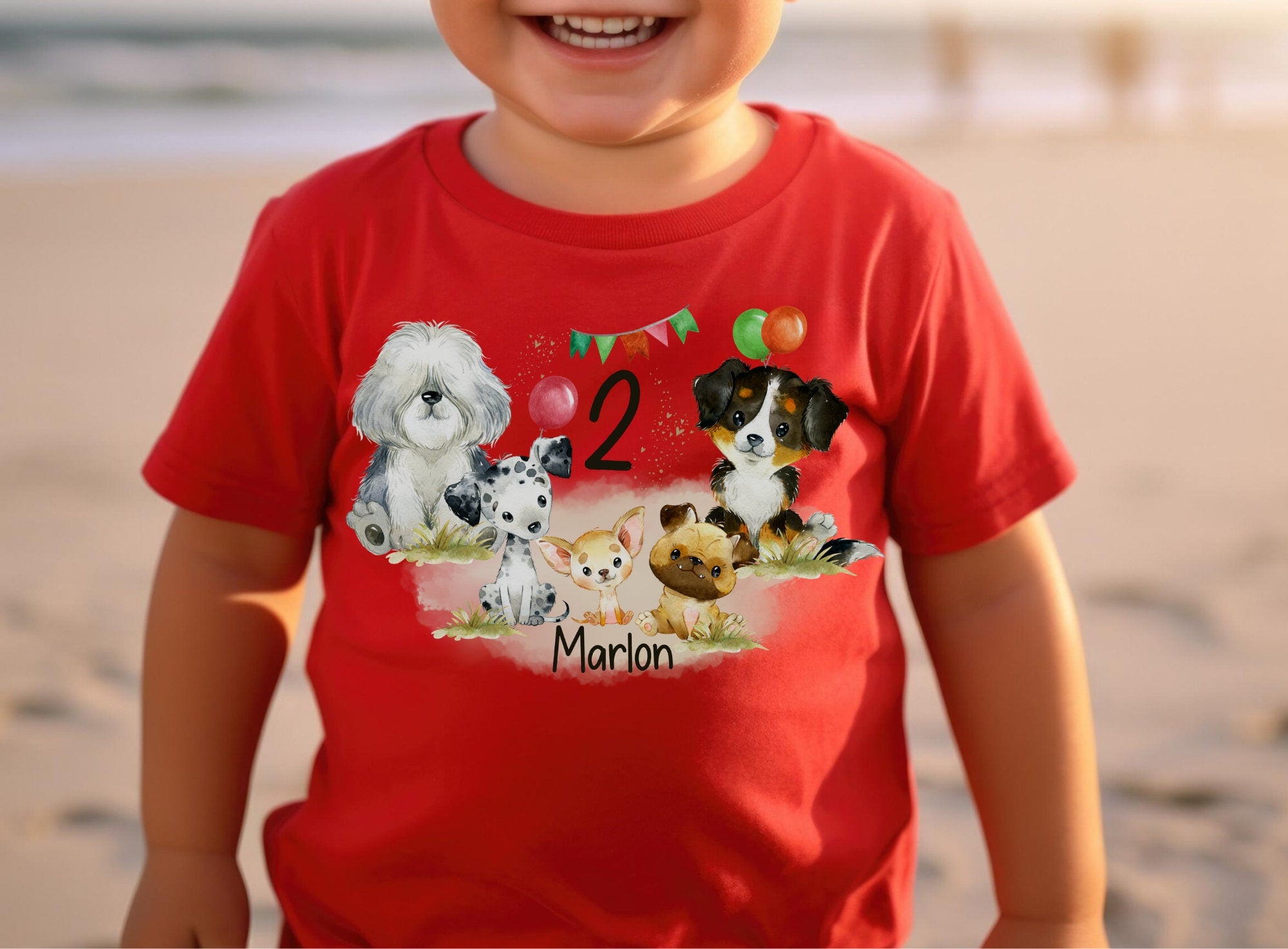 Geburtstagsshirt personalisiert Waldtiere Hunde Haustier Bobtail Bernersenne Mops