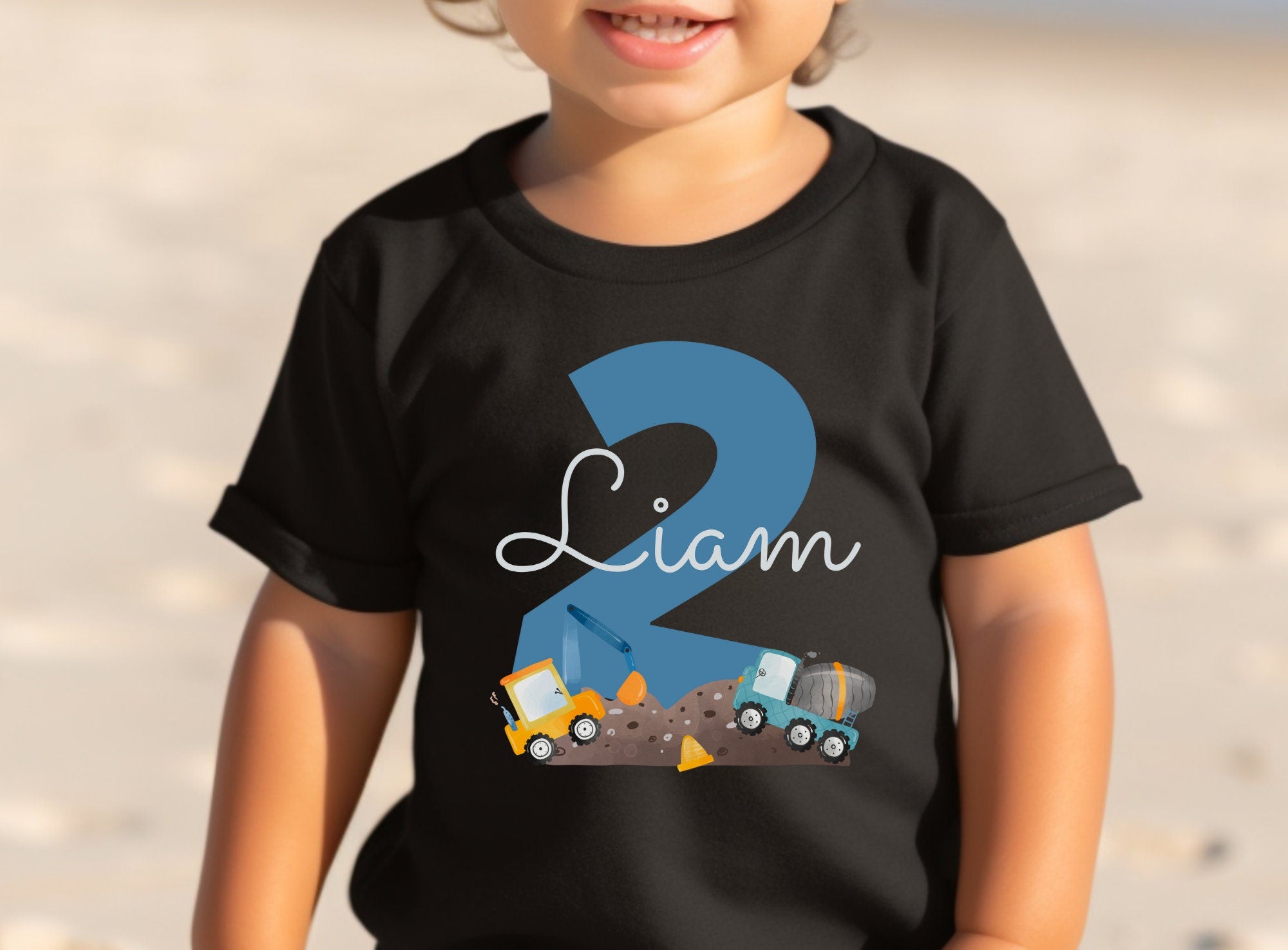 Geburtstagsshirt Bagger personalisiert mit Name & Zahl – Baustelle – Wunschzahl für jeden Geburtstag – T-shirts