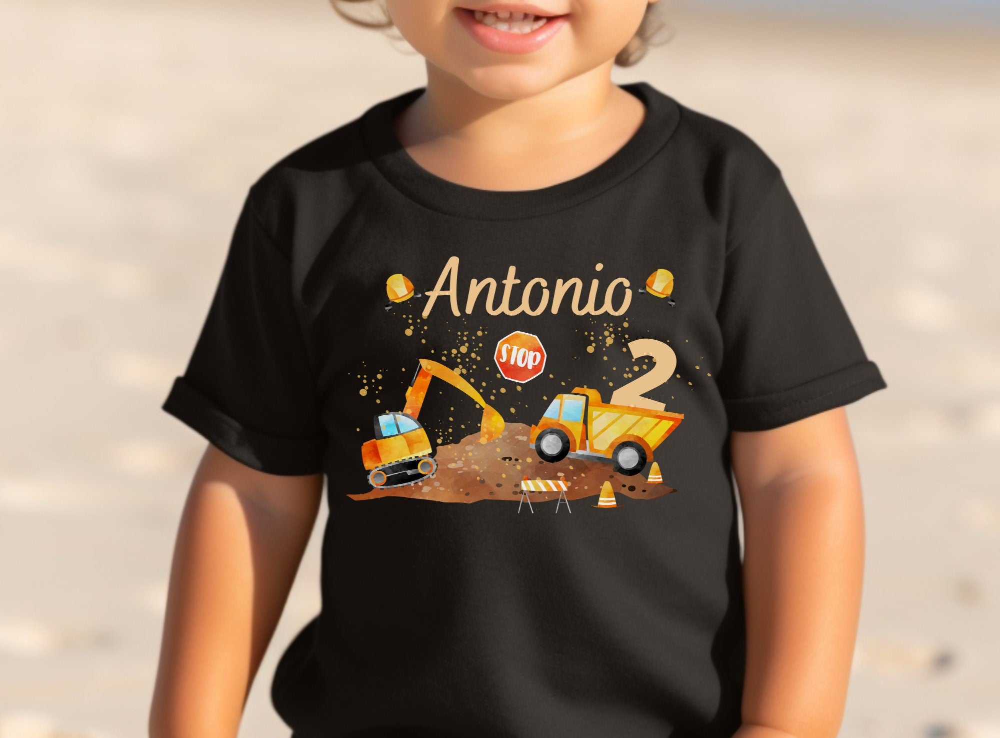 Geburtstagsshirt personalisiert mit Name & Alter – Bagger Baustelle Shirt n Outfit Baustellengeburtstag – T-shirts